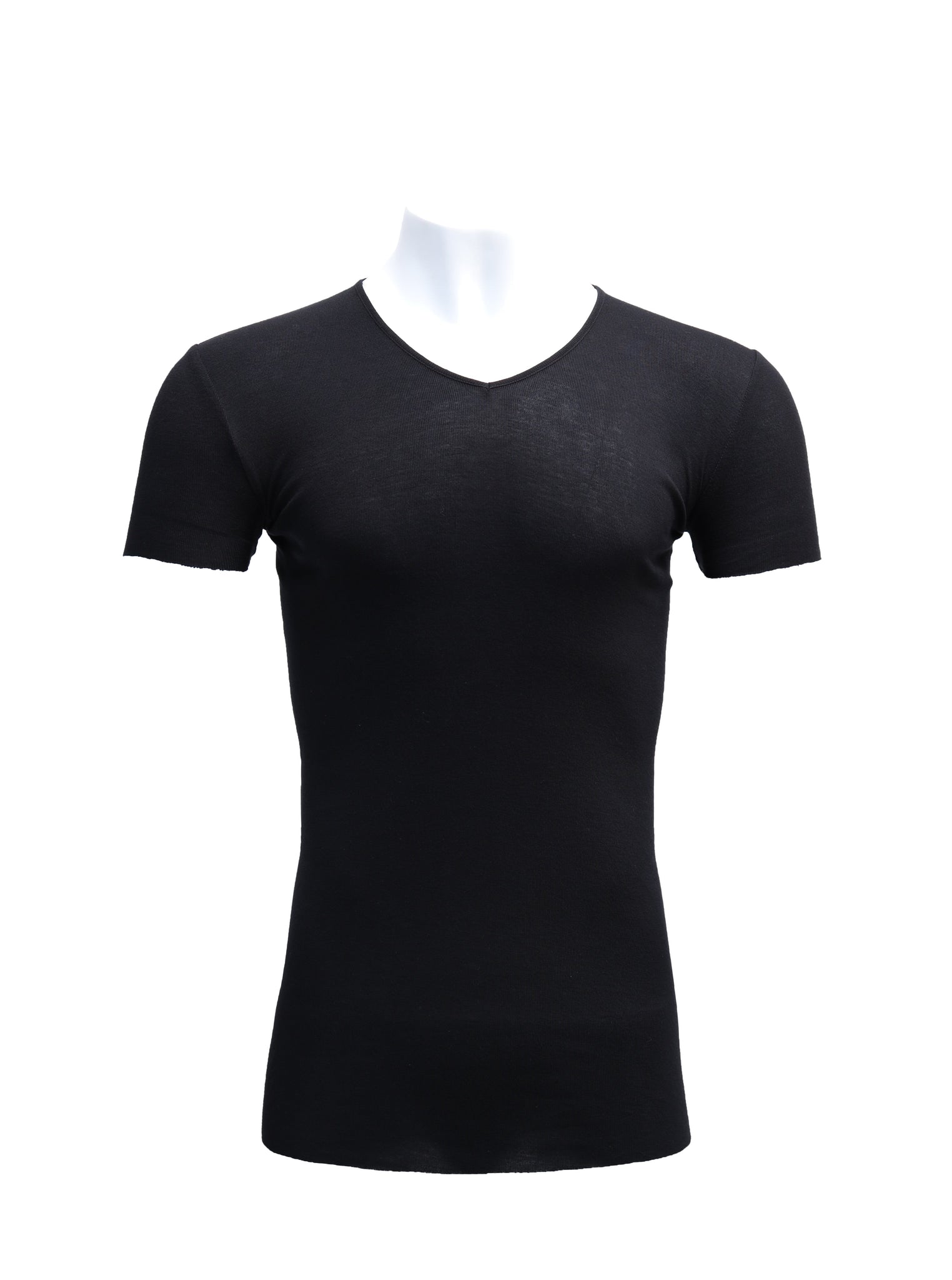 Black Rayon V-Neck T-Shirt