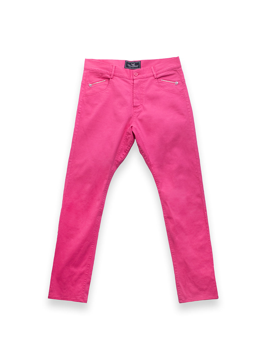 Dark Pink Jeans With Zip Pocket Detail
