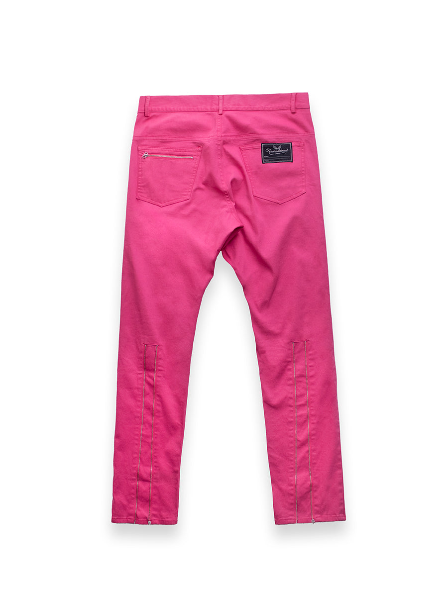 Dark Pink Jeans With Zip Pocket Detail