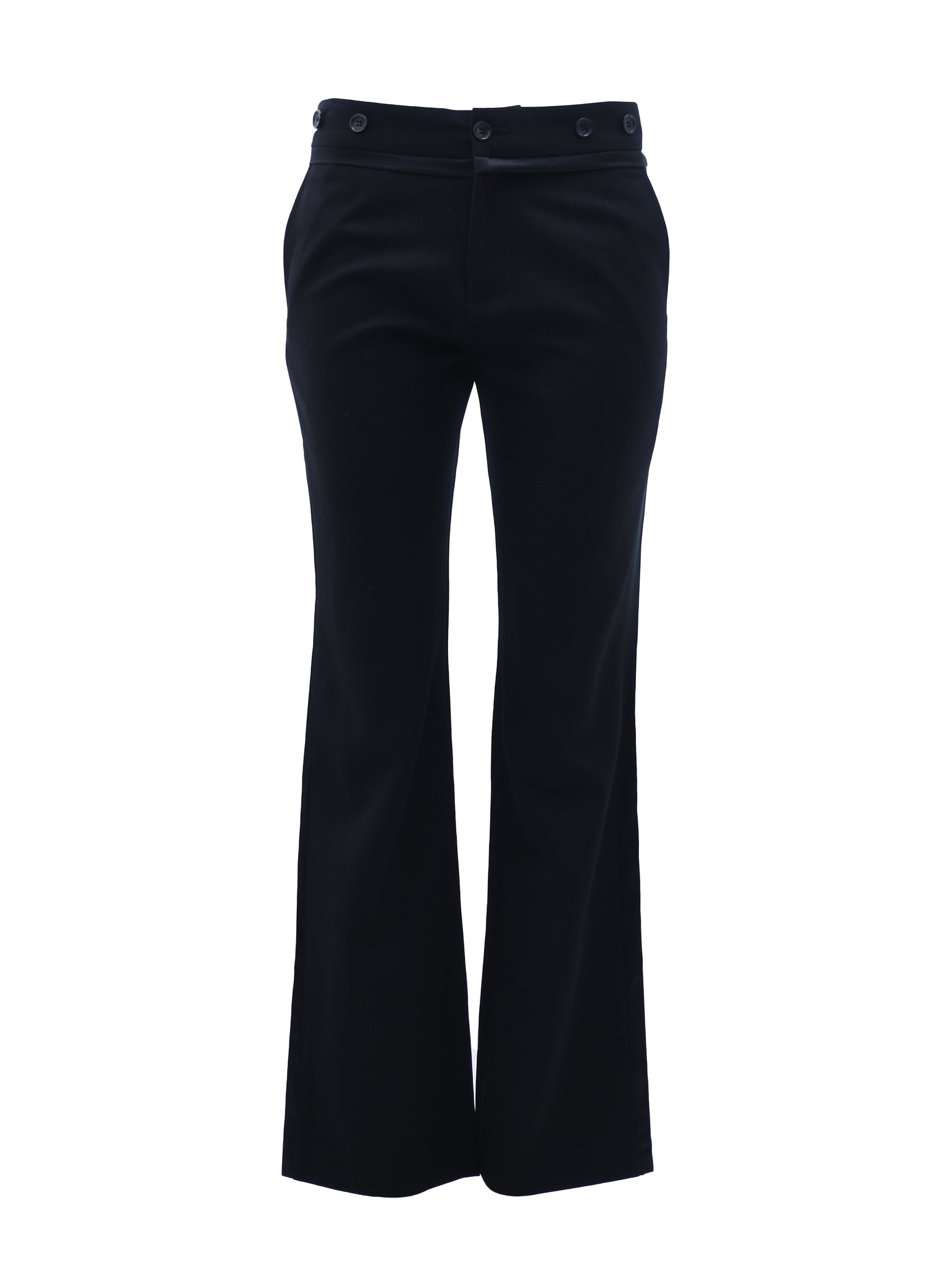 Black Wool Suit Trousers with Button Detailing