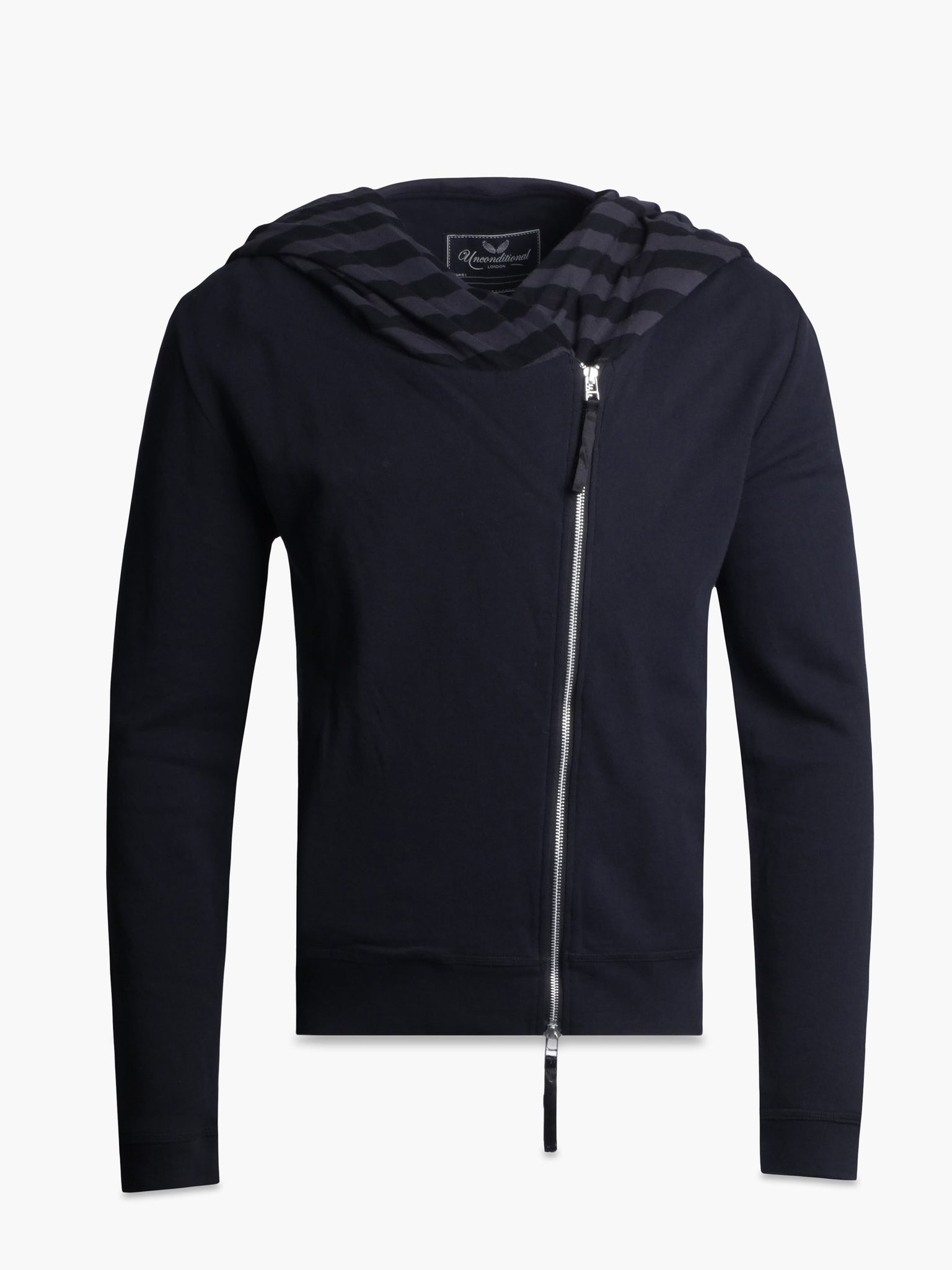 Black Asymmetric Zip Hoodie