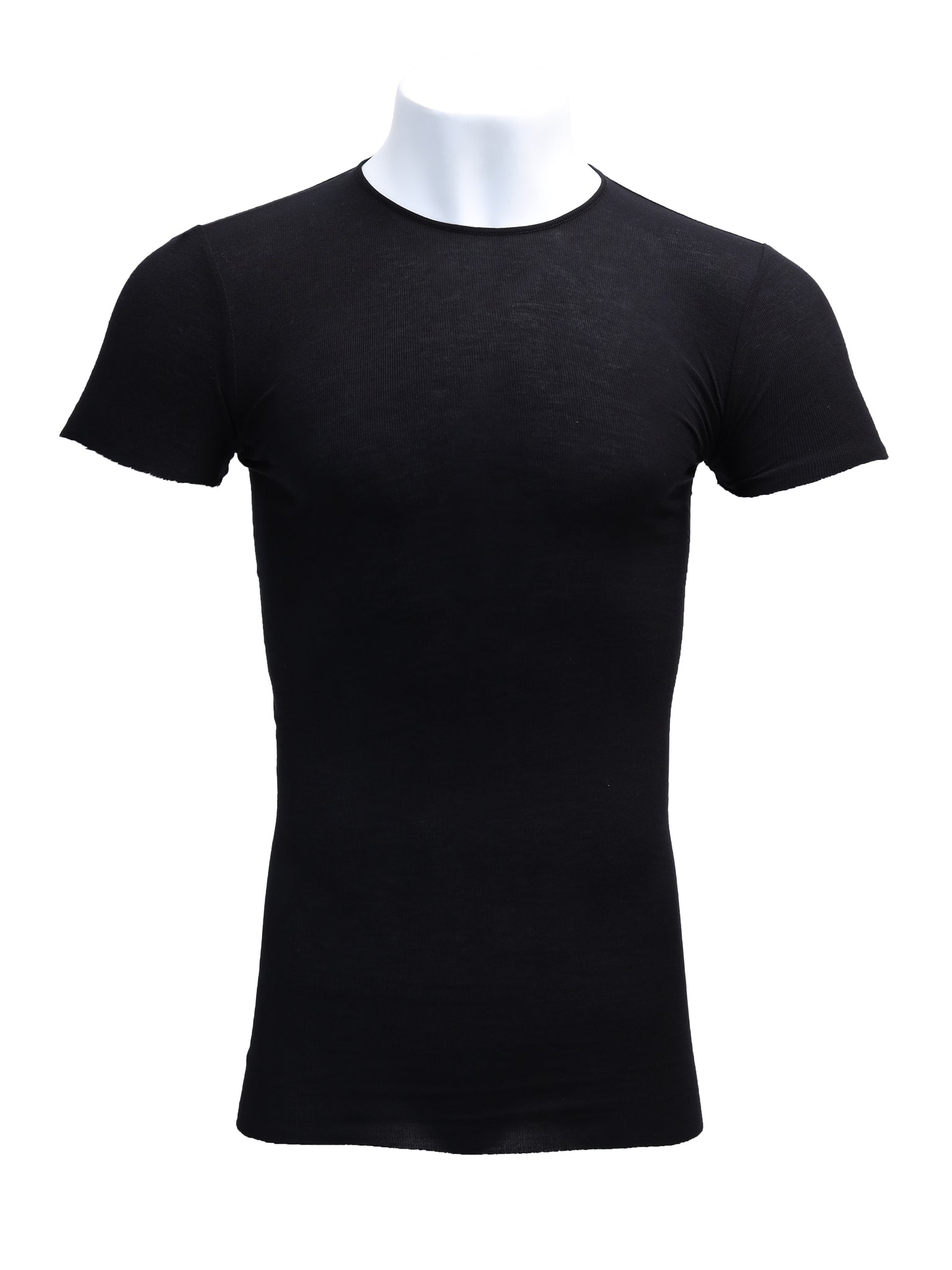 Black Ribbed Raw Hem T-Shirt