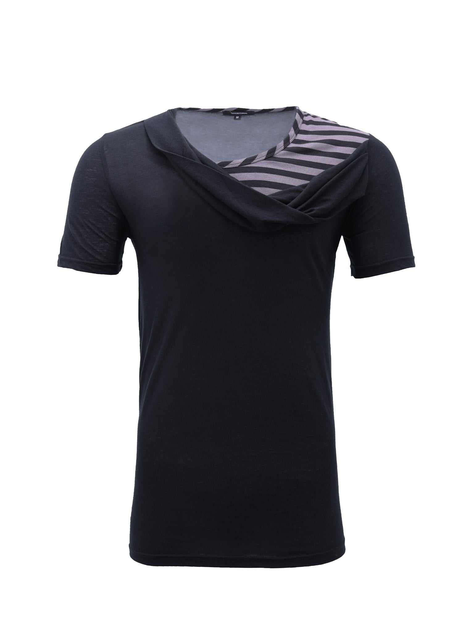 Black and Striped Swoop Layered T-Shirt