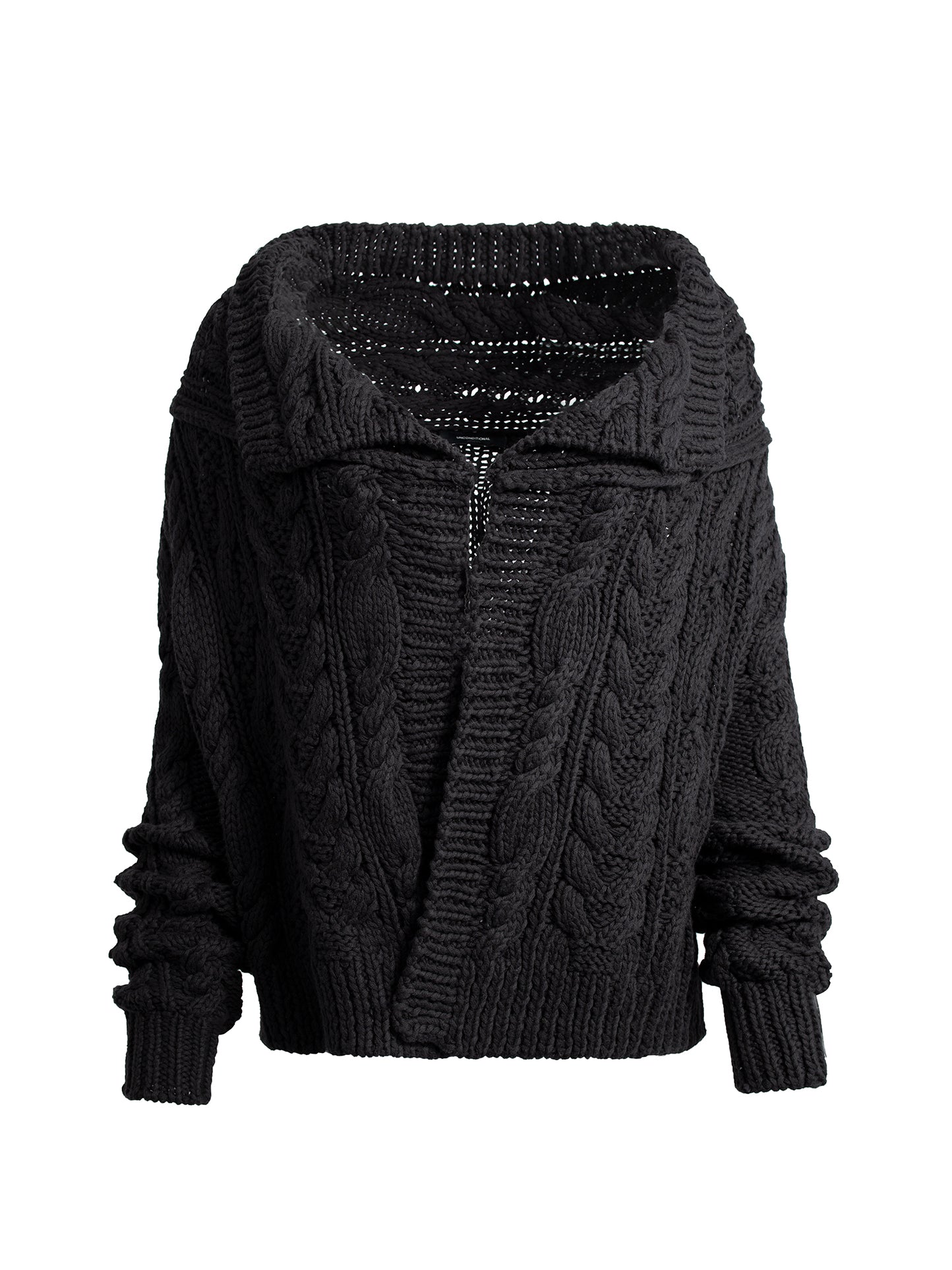 Black Chunky Knit Waterfall Cardigan