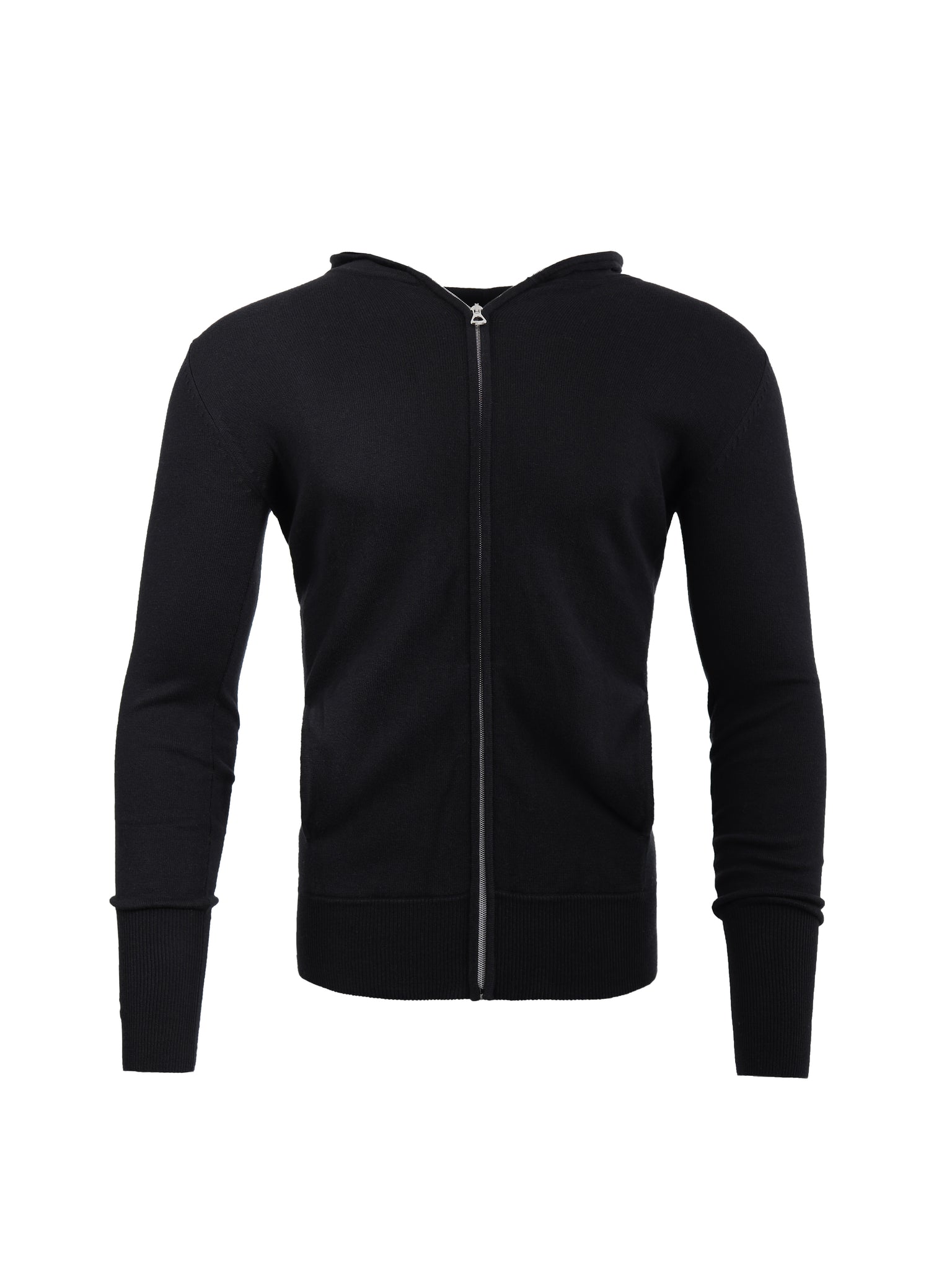 Black Back Wings Full Zip Knitted Hoodie