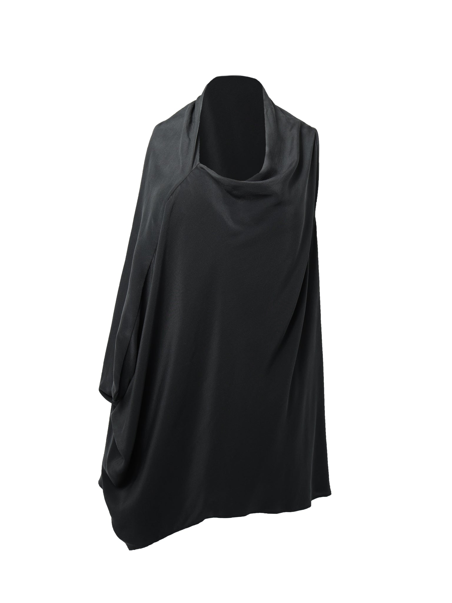 Black Asymmetric Silk Top