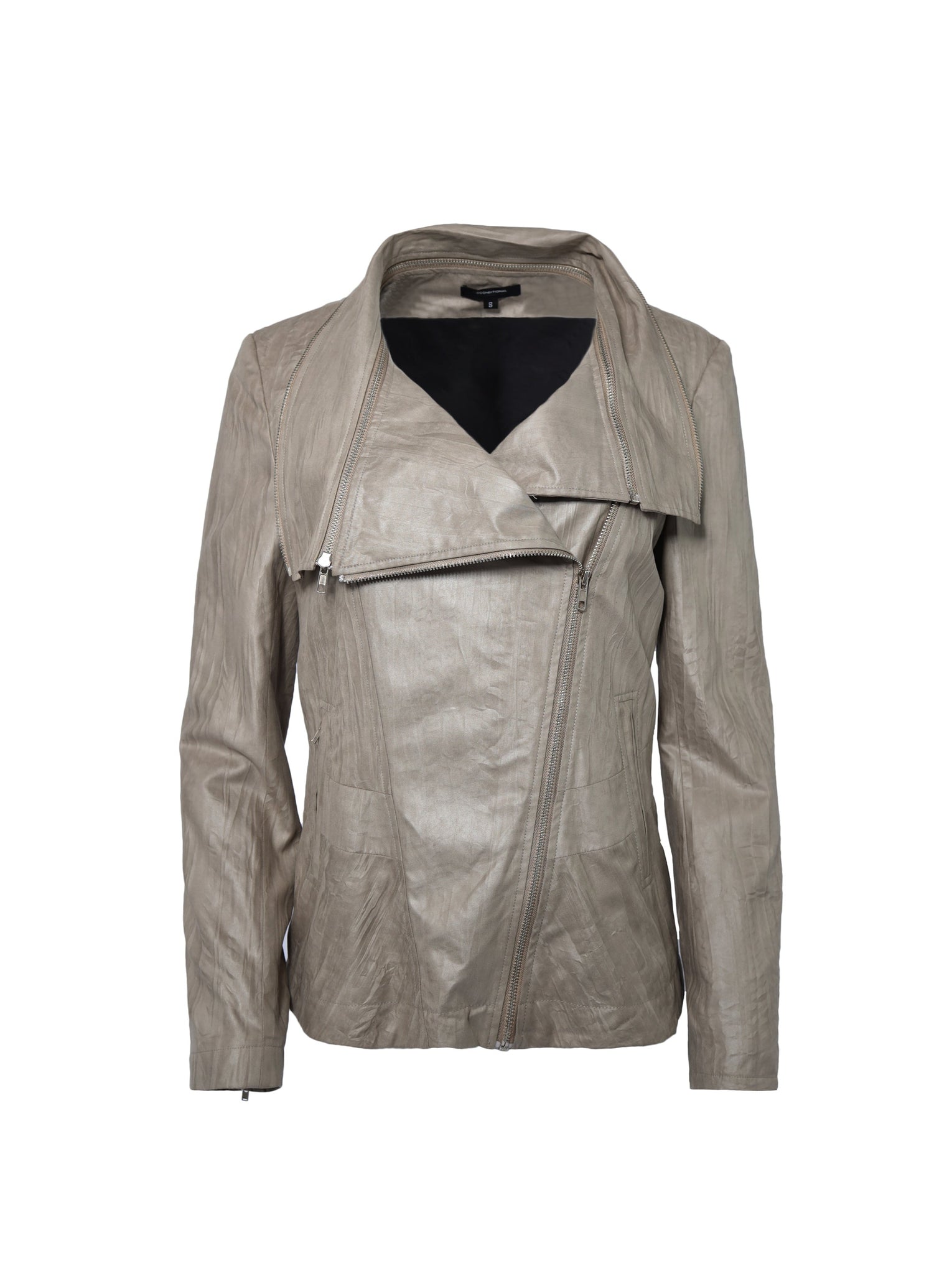 Asymmetric Lightweight Brown Jacket with Zip Detailings