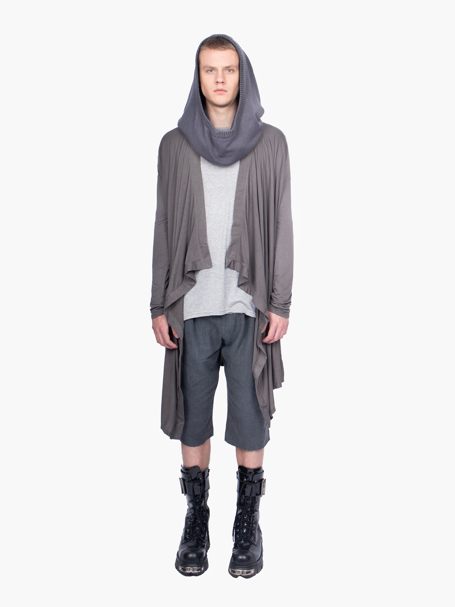 Grey Drape Open Cardigan