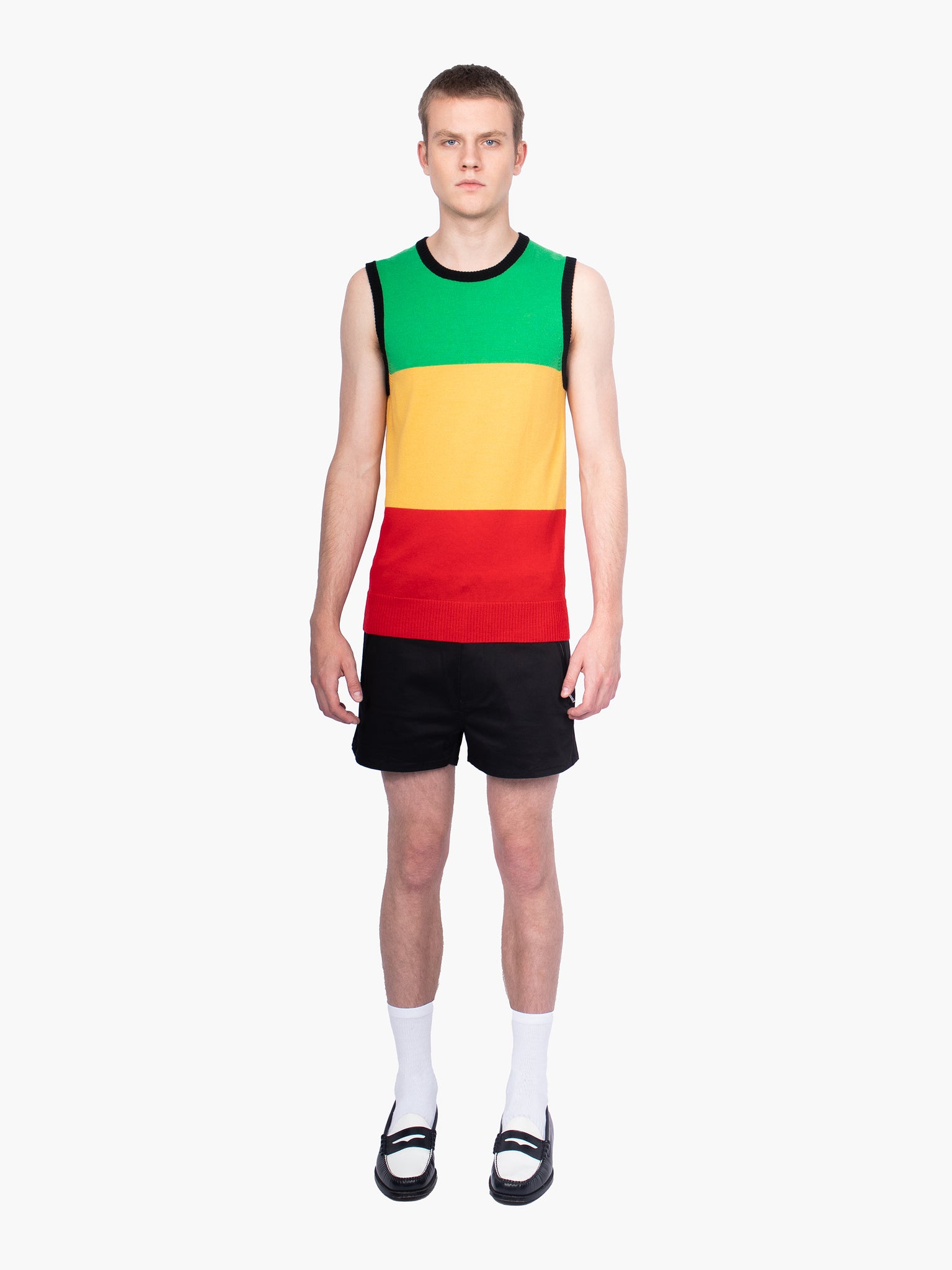 Colour Blocked Fine Knit Tank Top