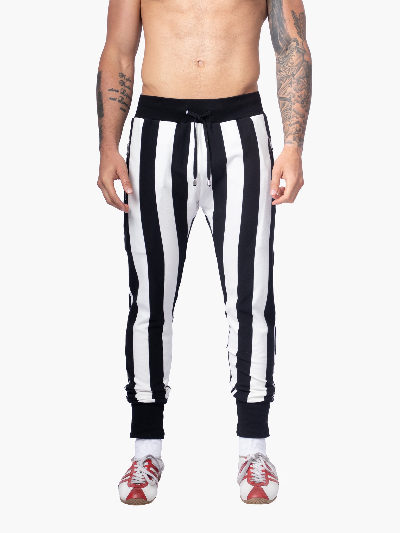 Black And White Striped Joggers