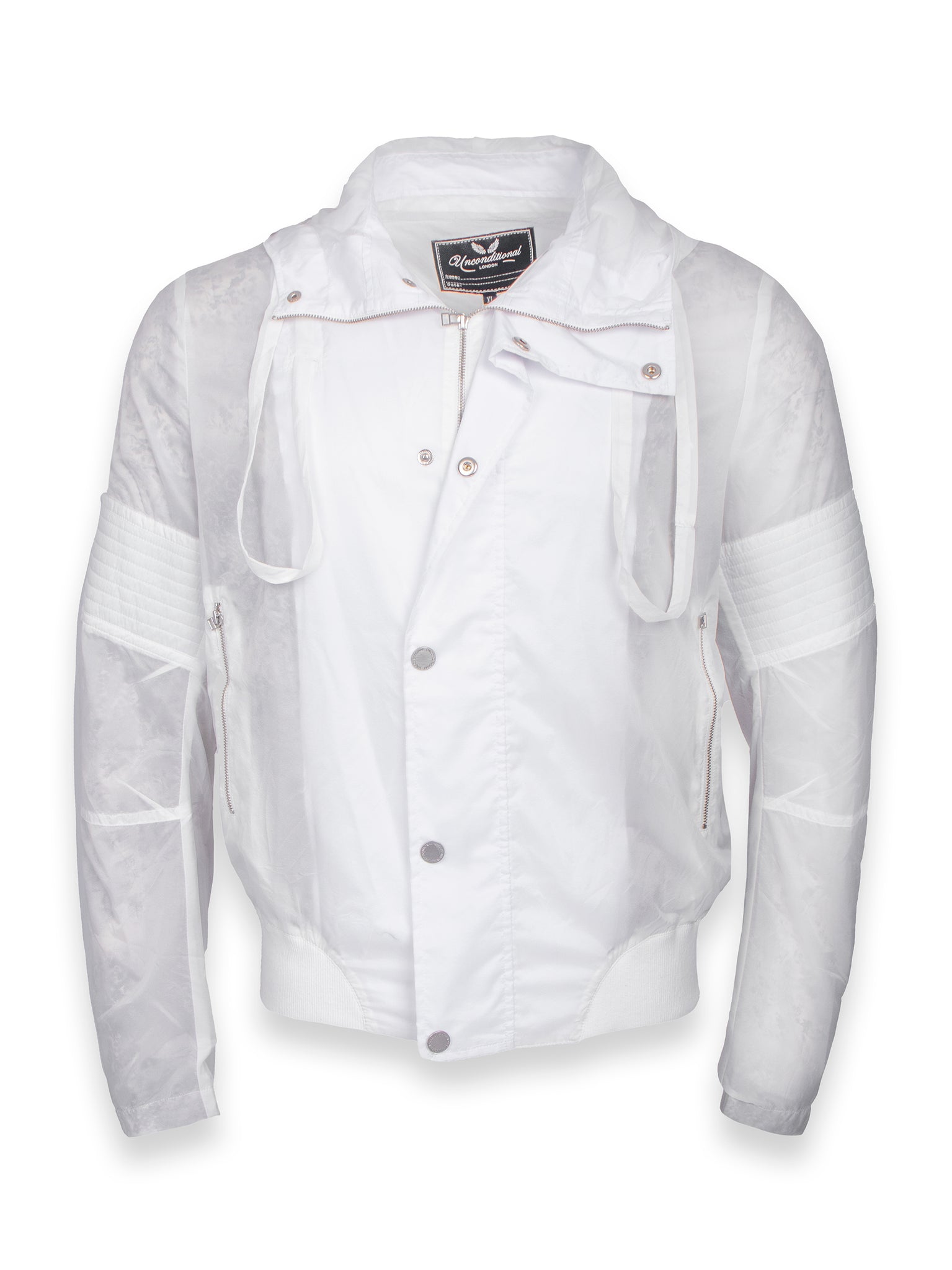 White Sheer Rain Jacket With Floral Lining