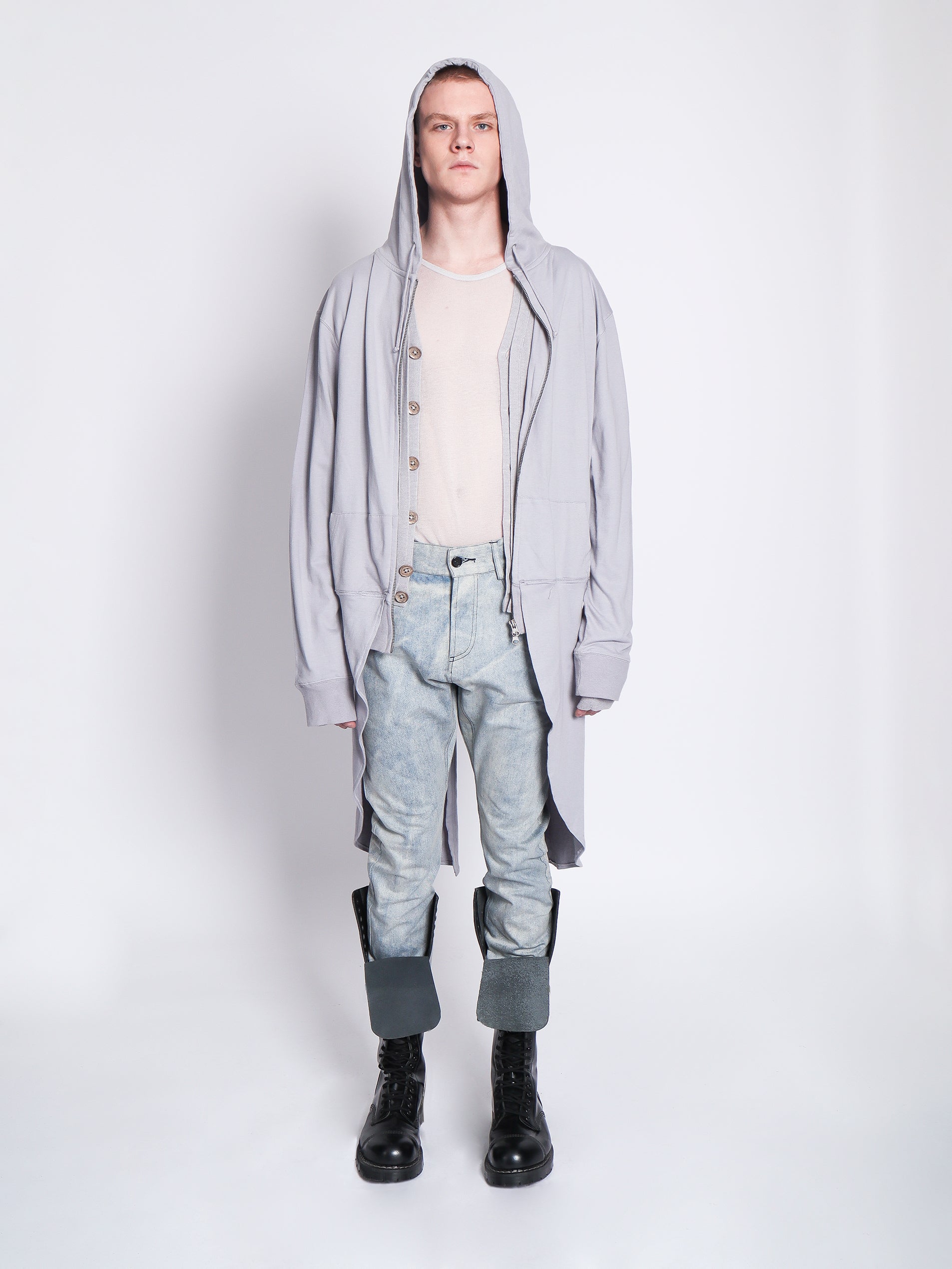 Grey Tailcoat Hoodie with Wings