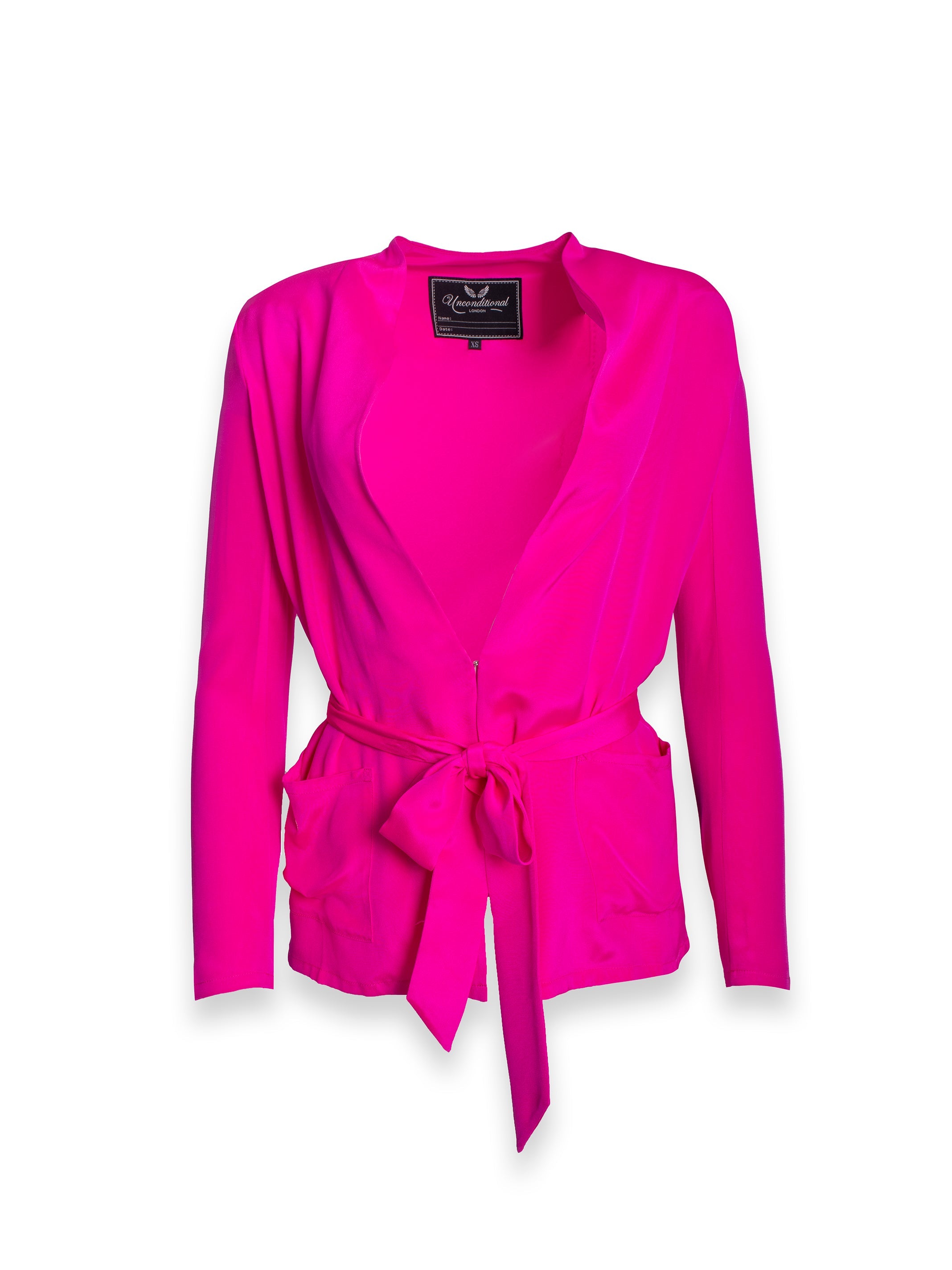 Hot Pink Light Weight Blazer Jacket with Tie Up Detail
