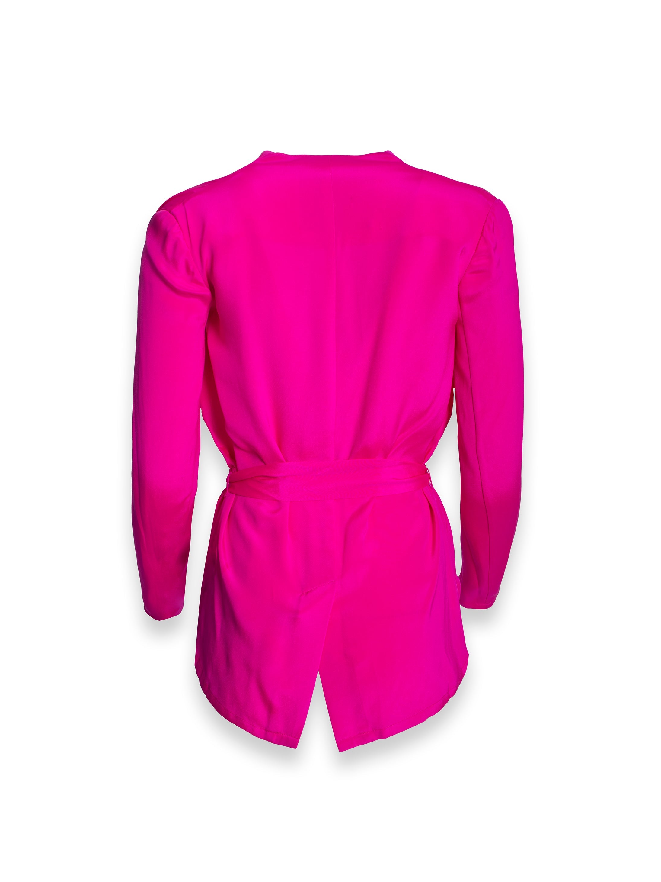 Hot Pink Light Weight Blazer Jacket with Tie Up Detail