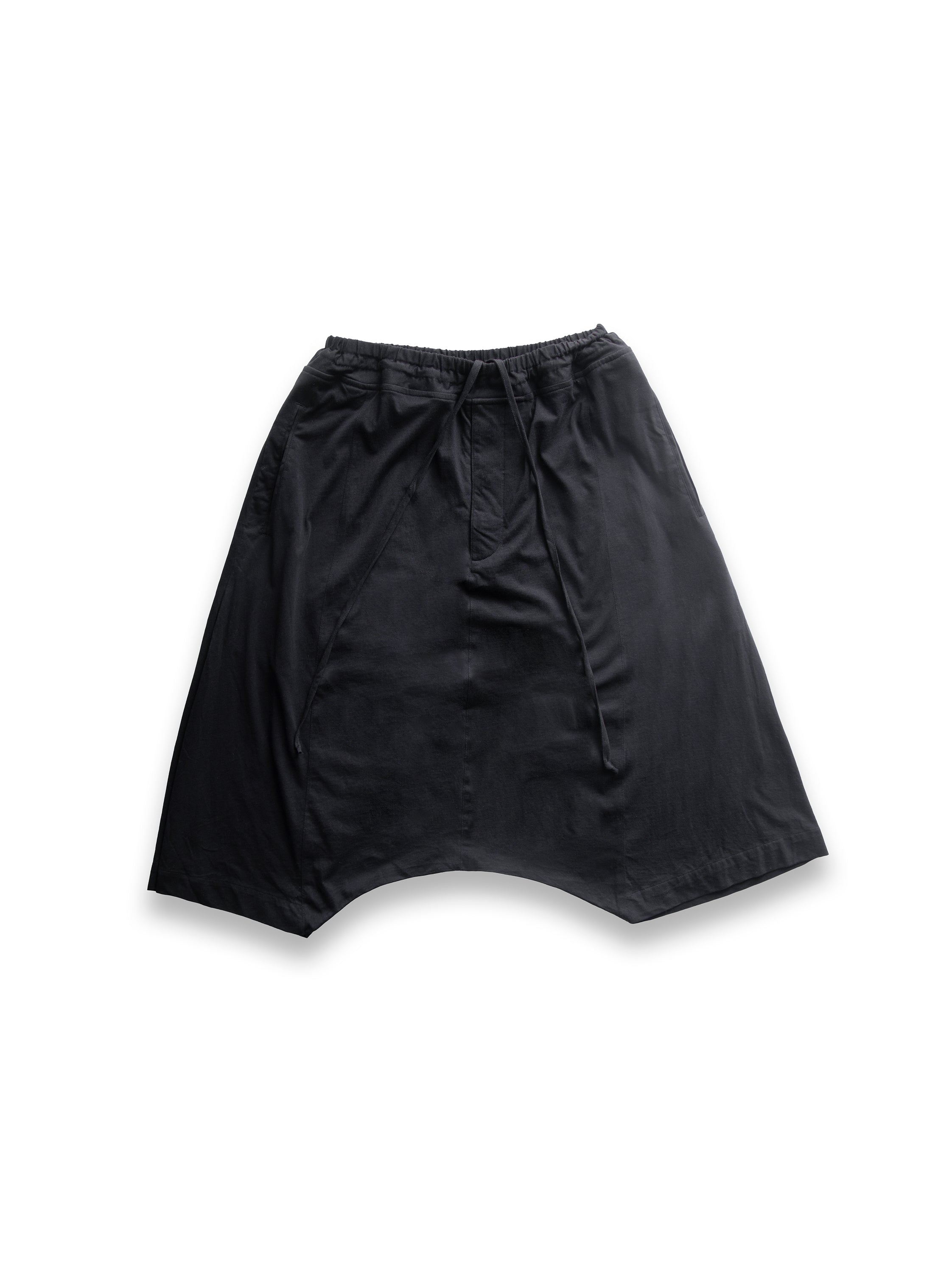 Black Oversized Drop Crotch Cotton Shorts