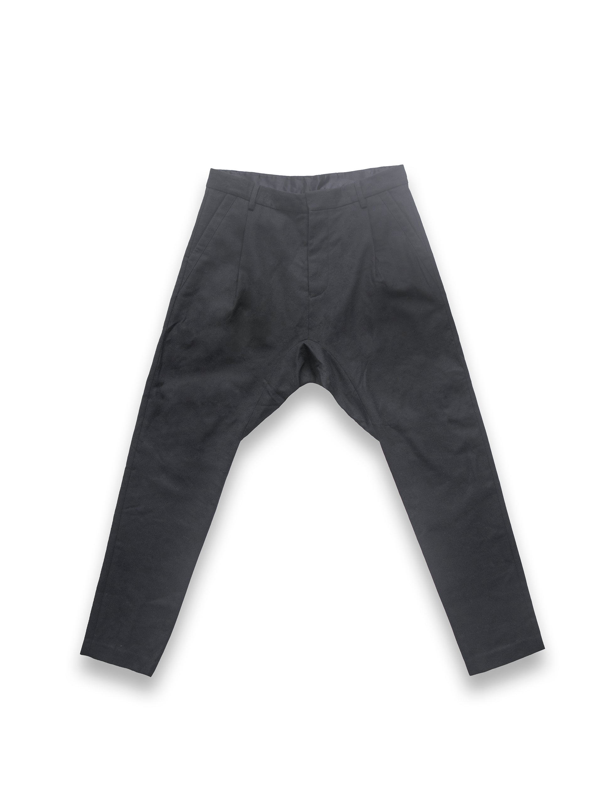 Dark Grey Woolen Drop Crotch Tailored Trousers