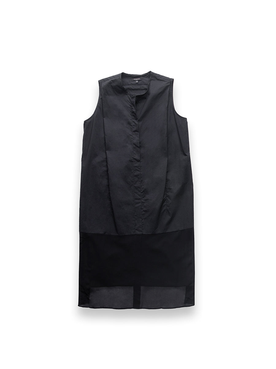 Black Cotton Light Weight Dress With Silk Detail