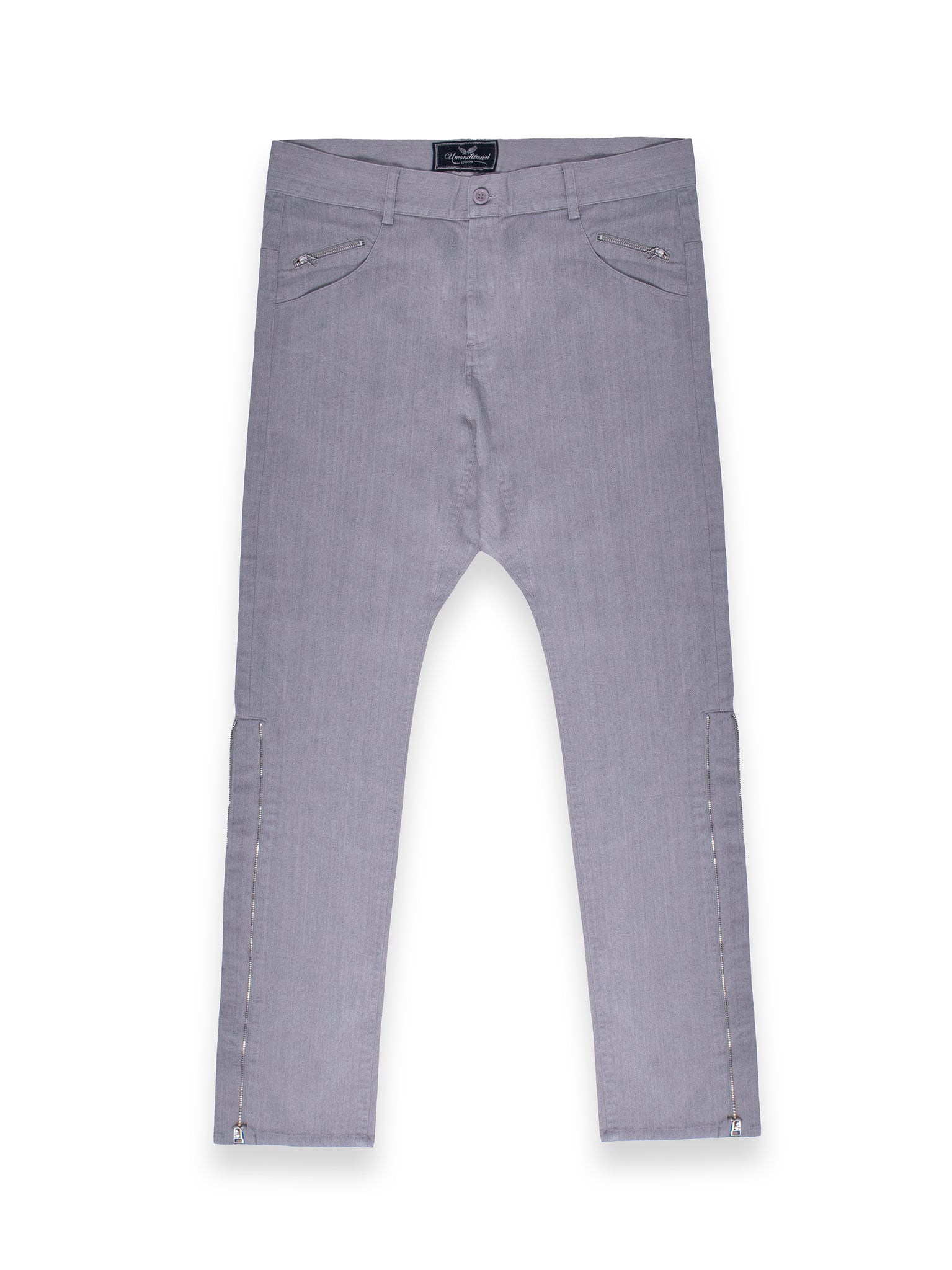 Light Grey Textured Unconditional Jeans With Side Zips