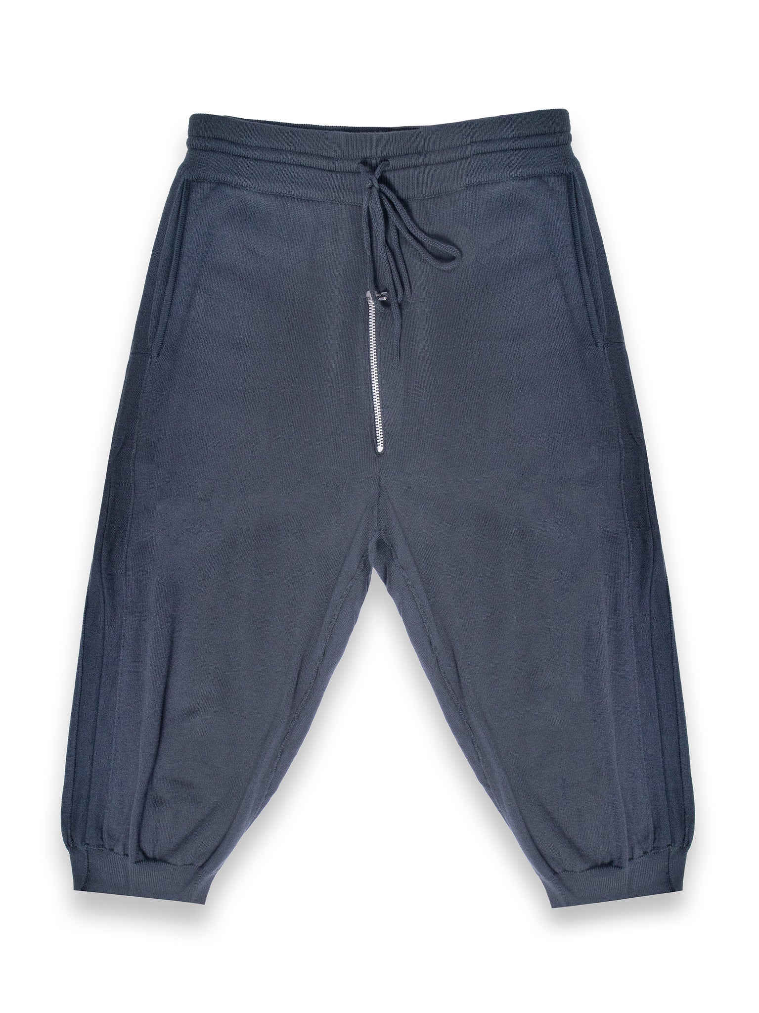 Navy Blue Crotch Zip Jogger 3/4 Length Shorts