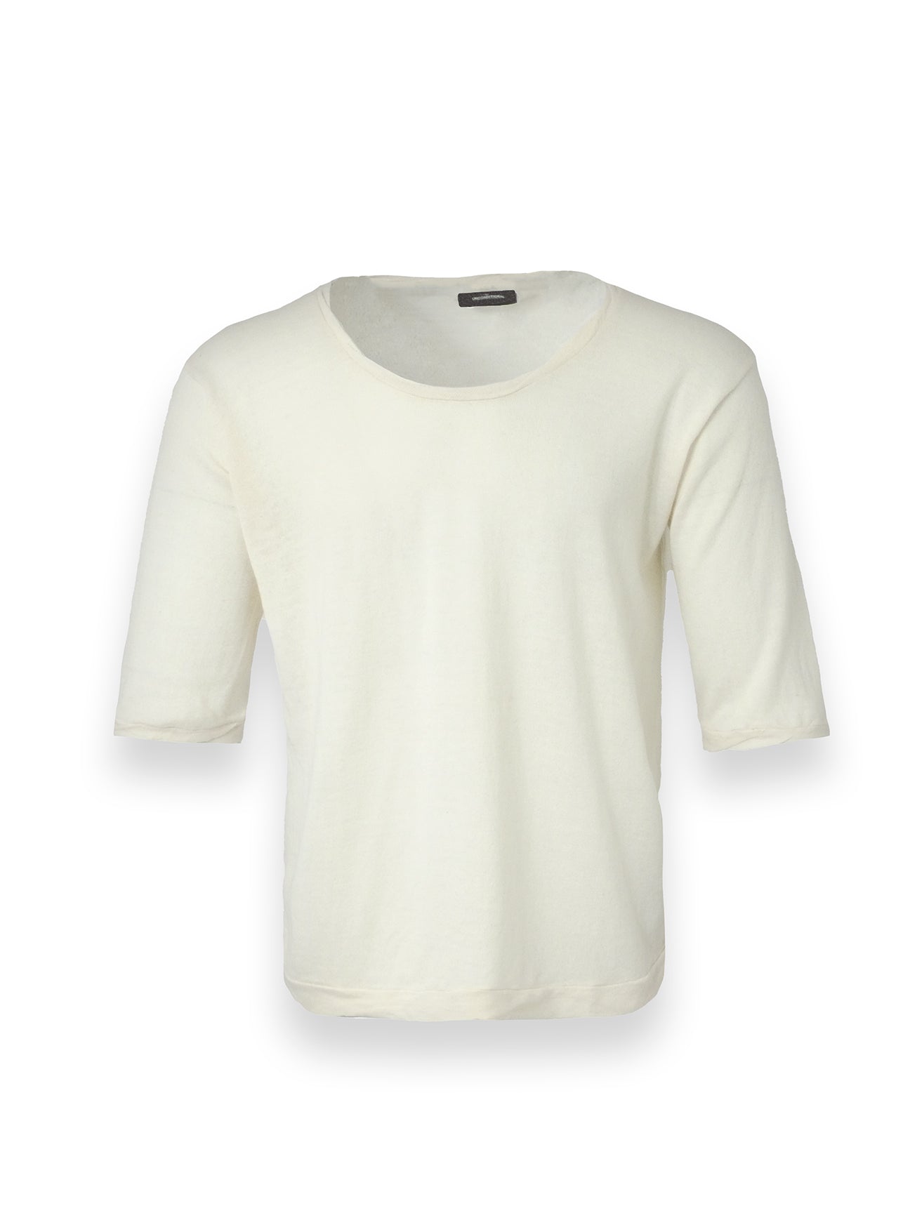 Cream Crew Neck T-Shirt with Mesh Back