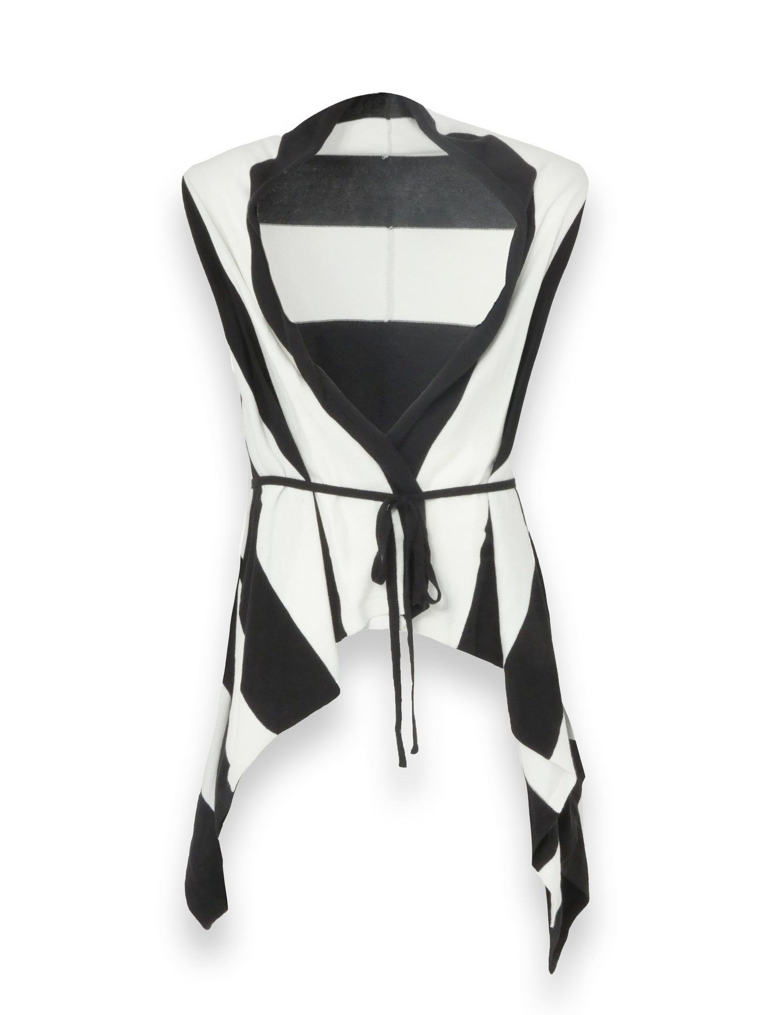 Black and White Striped Tie Up Cardigan