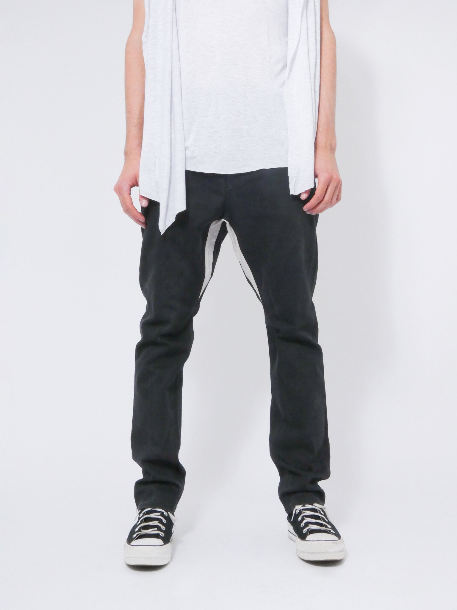 Black Jeans with White Inner Stripe