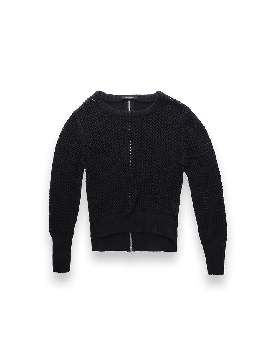 Black Knitted Jumper With Silver Zipper detail