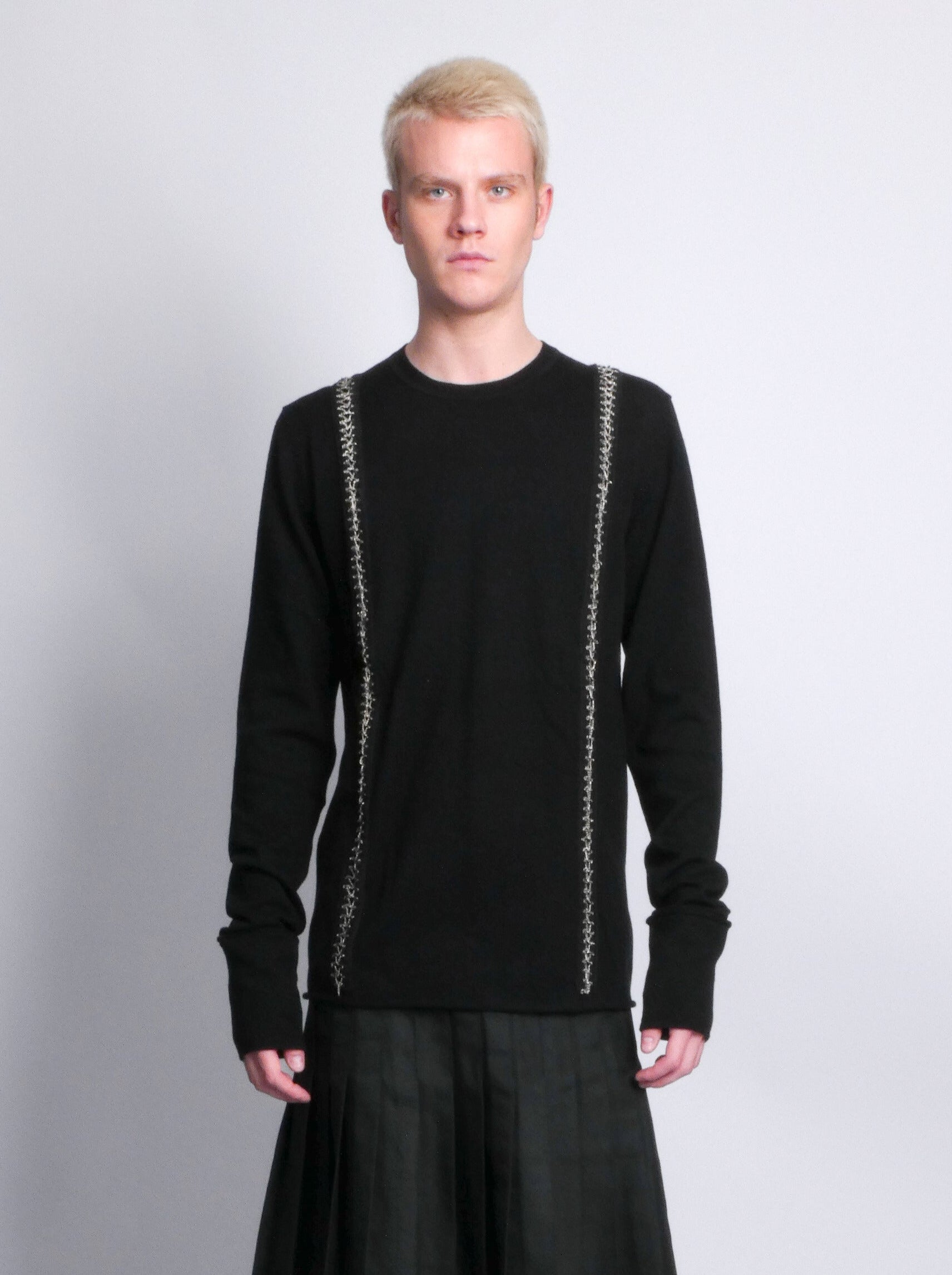 Black Jumper With Silver Embroidry Accents
