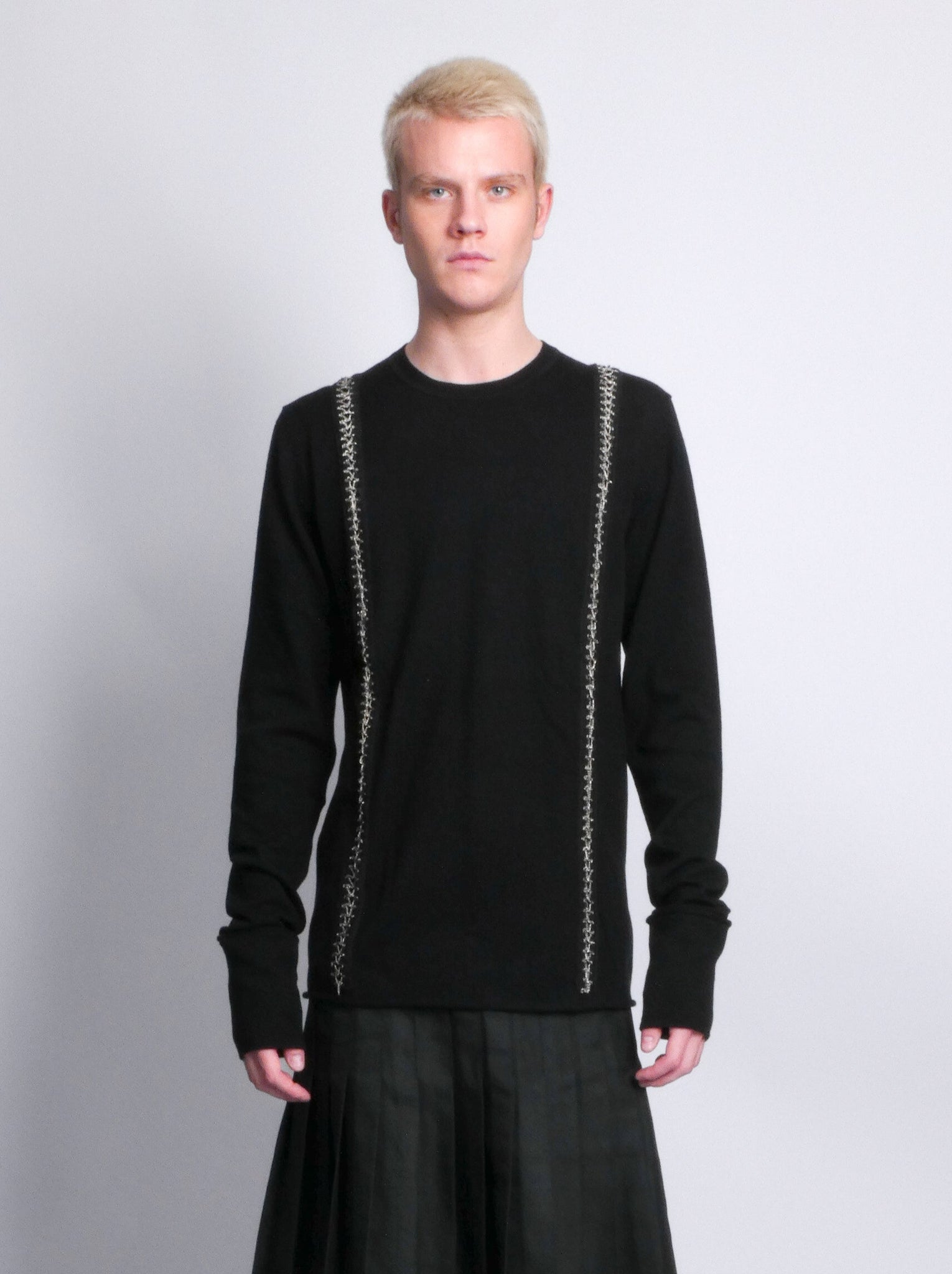 Black Jumper with Silver Embroidery Accents