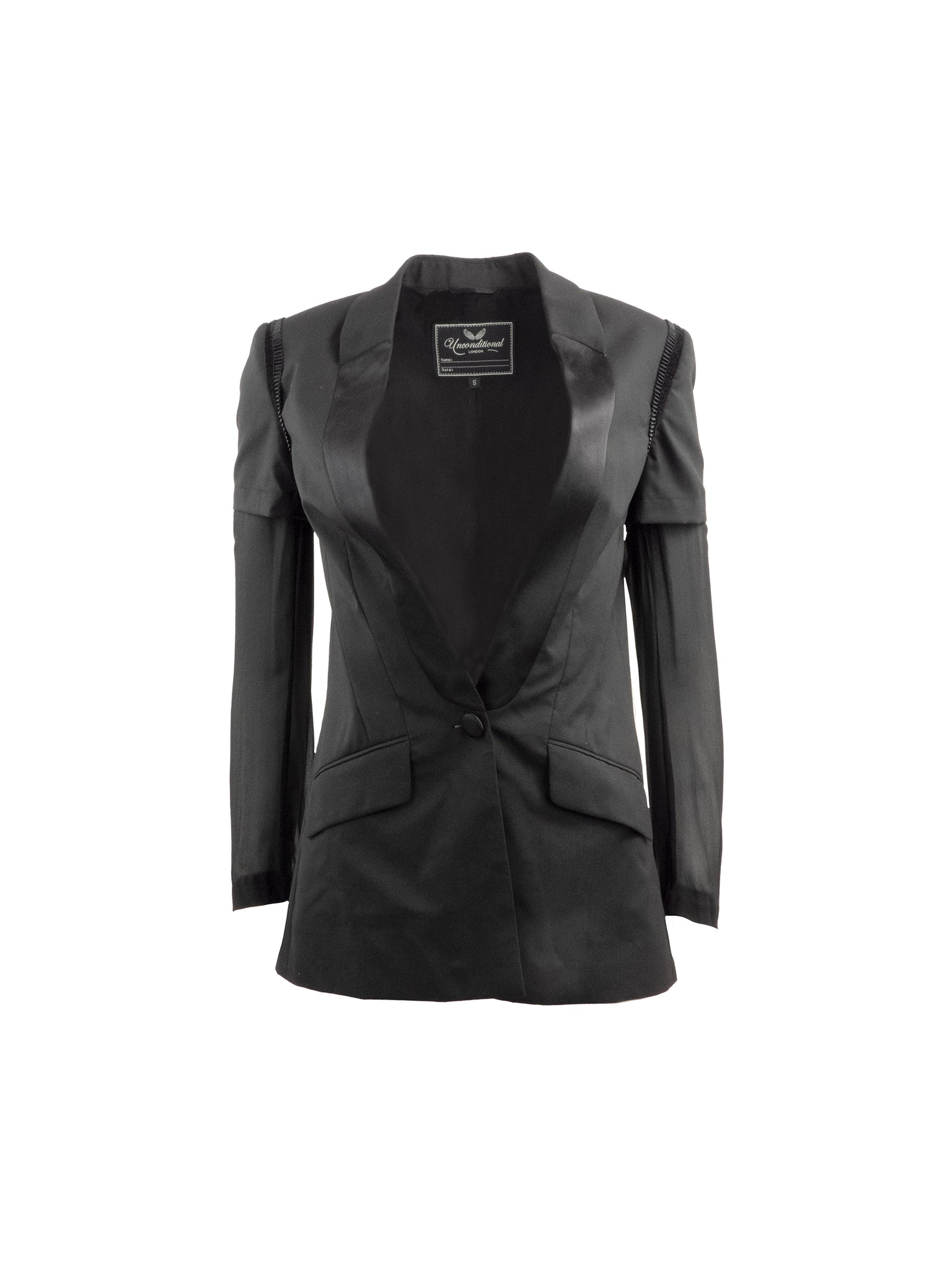 Black Short Sleeved Blazer with Silk Arms