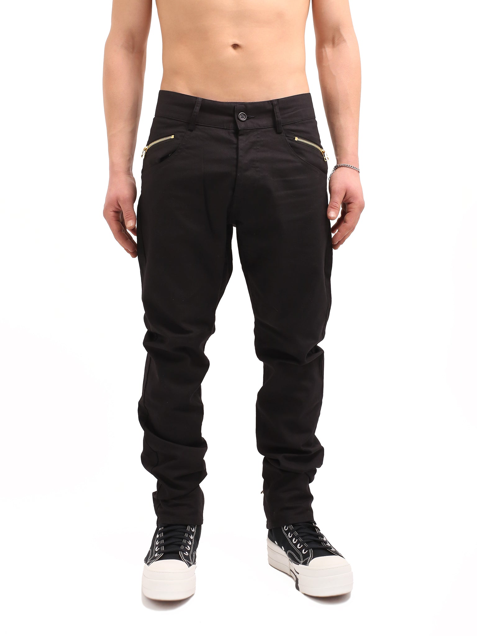 Black Jeans with Gold Zips