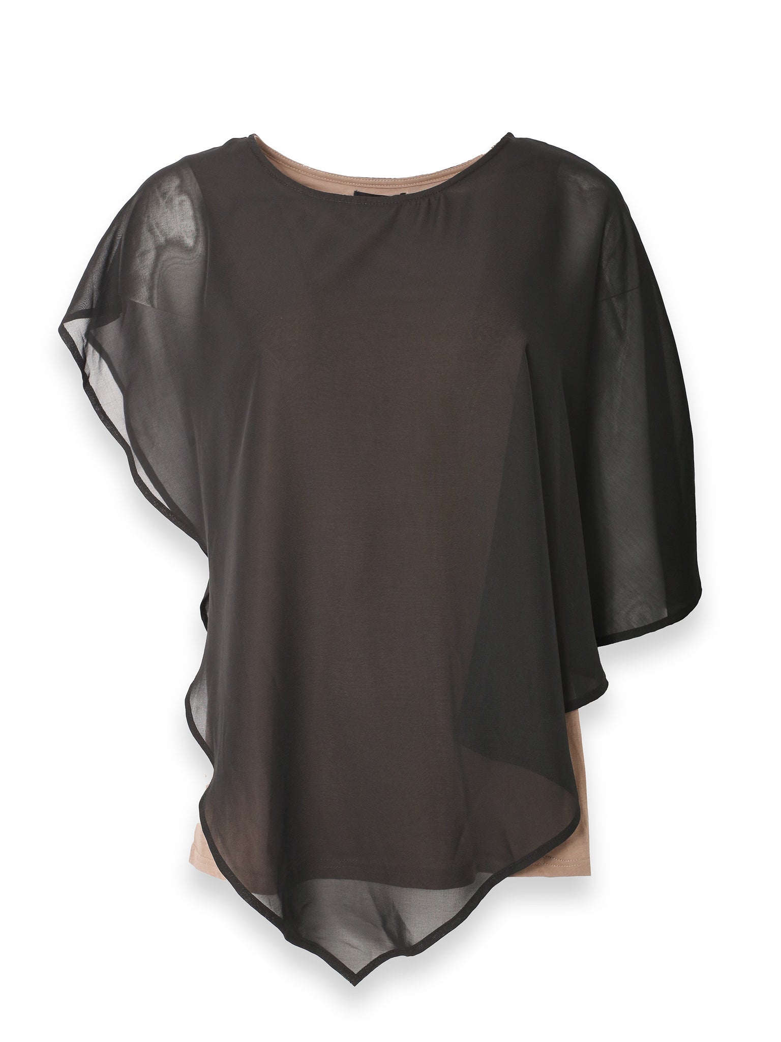 Black Flowy Drape Silk Top