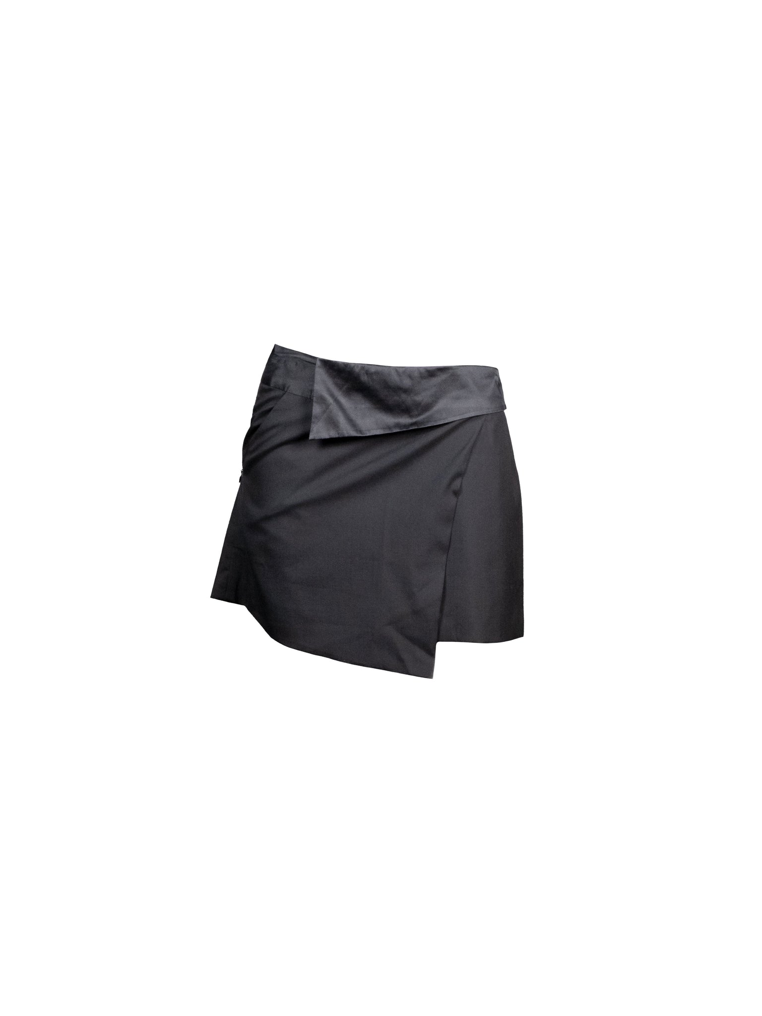 Black Silk Folded Skirt