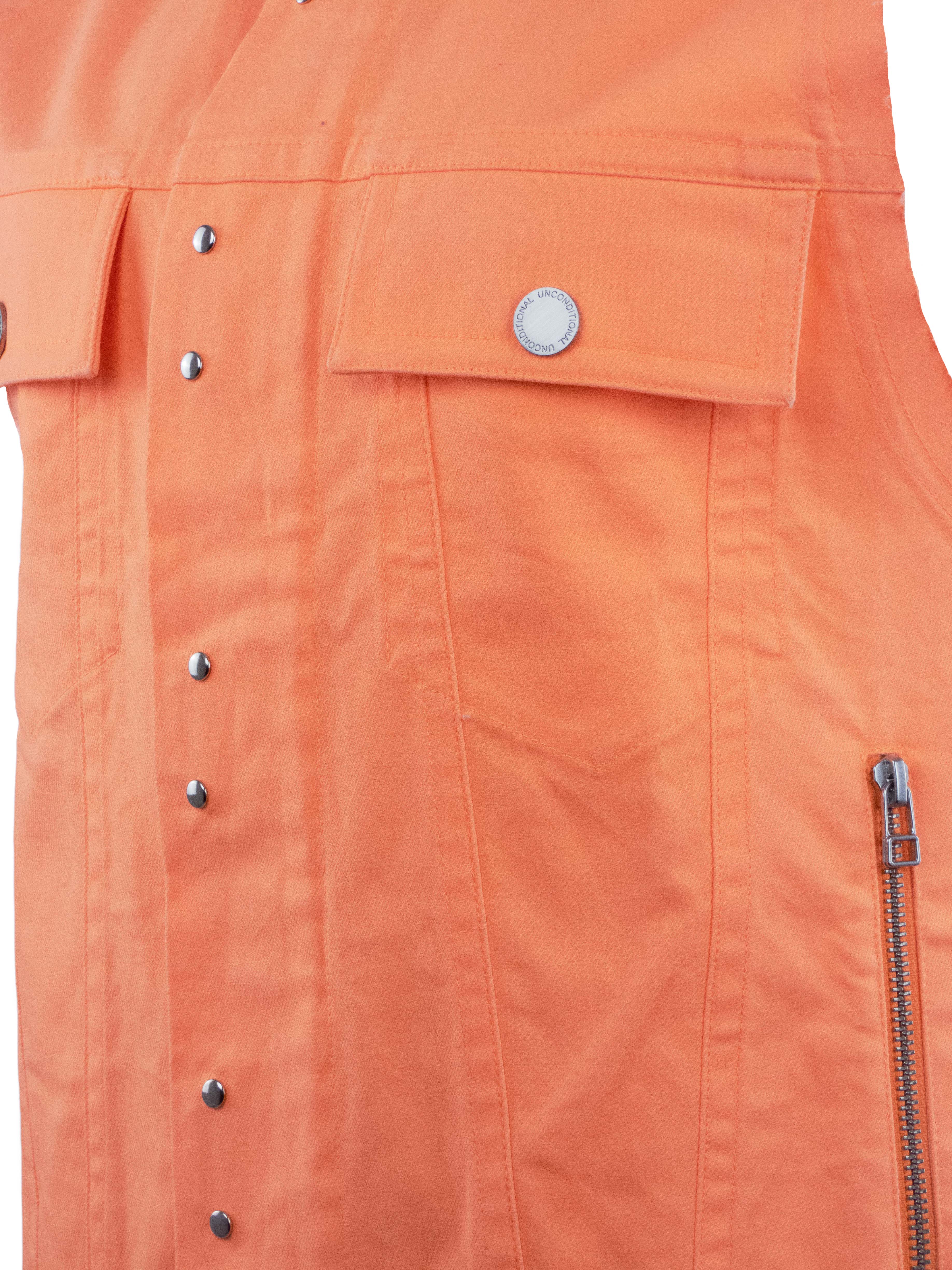 Bright Orange Denim Sleeveless Jacket