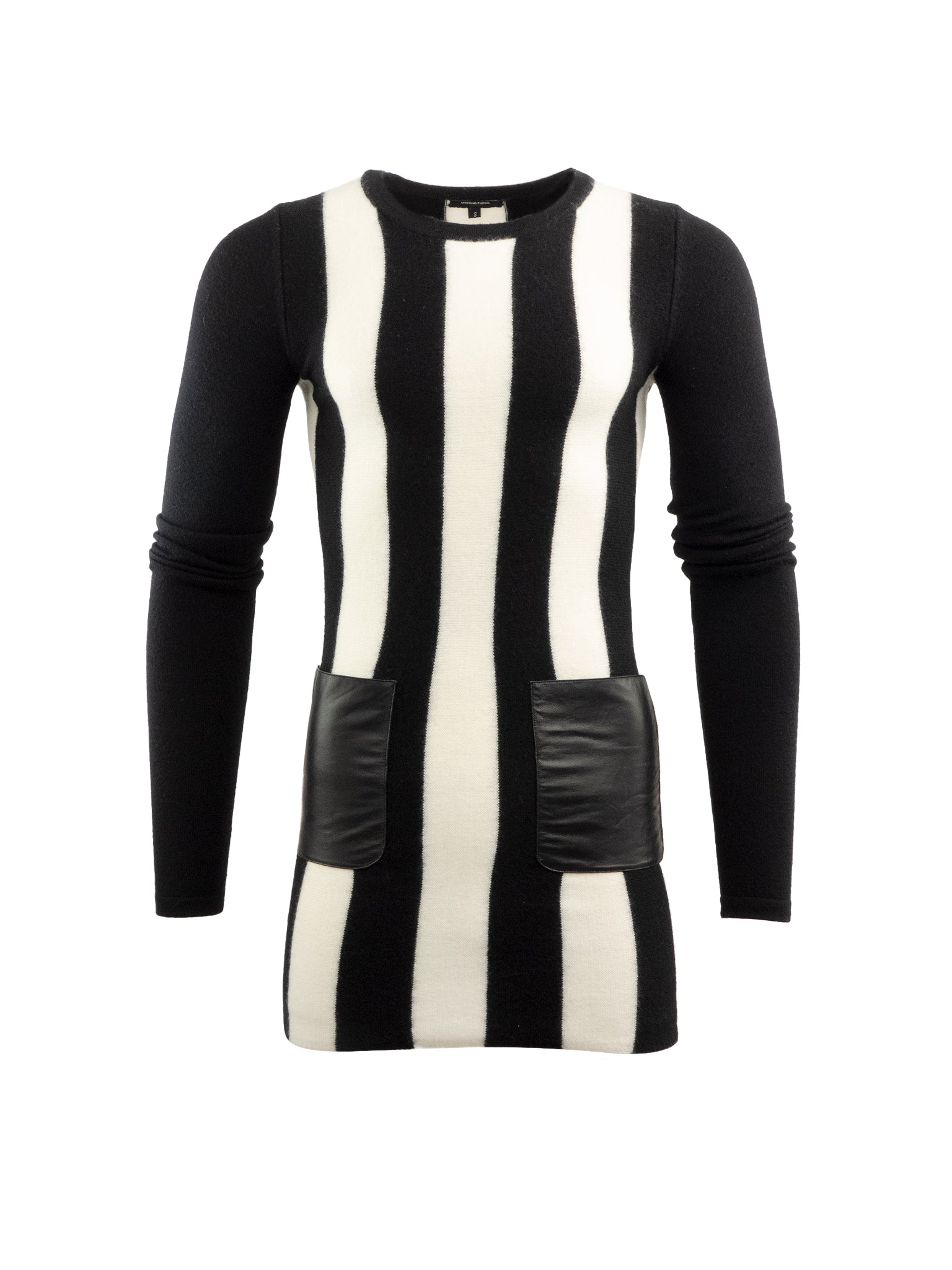 Black Longline Merino Jumper In White Stripe