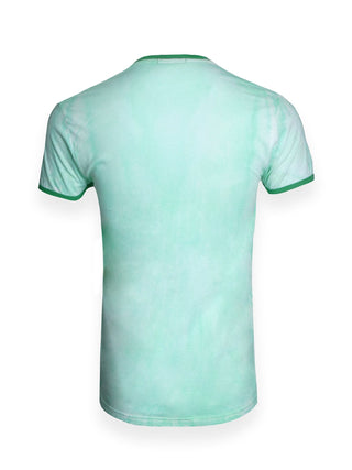 Aqua Coloured T-Shirt With Green Splash Details