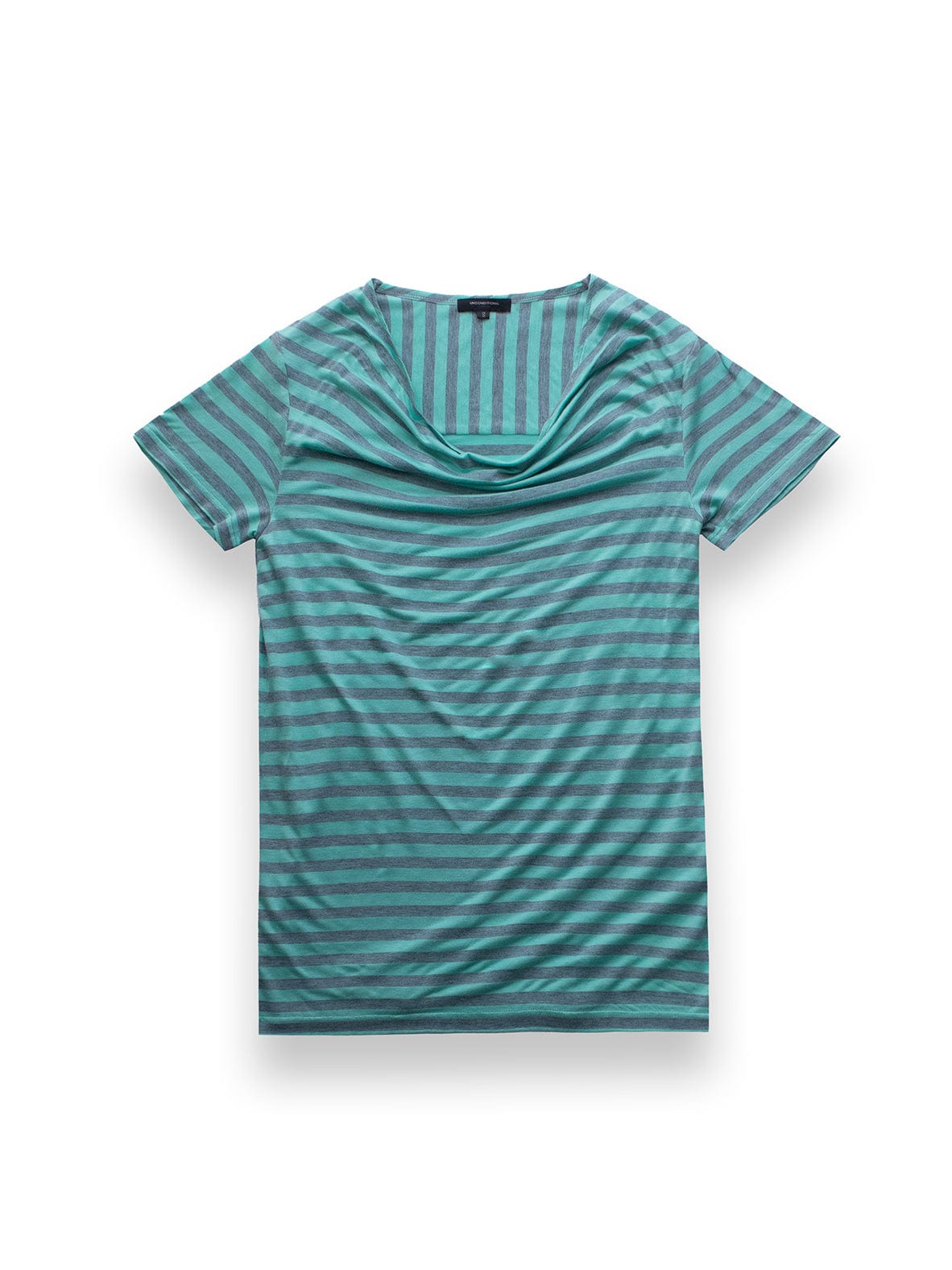 Aqua Coloured T-Shirt With Grey Striped Details