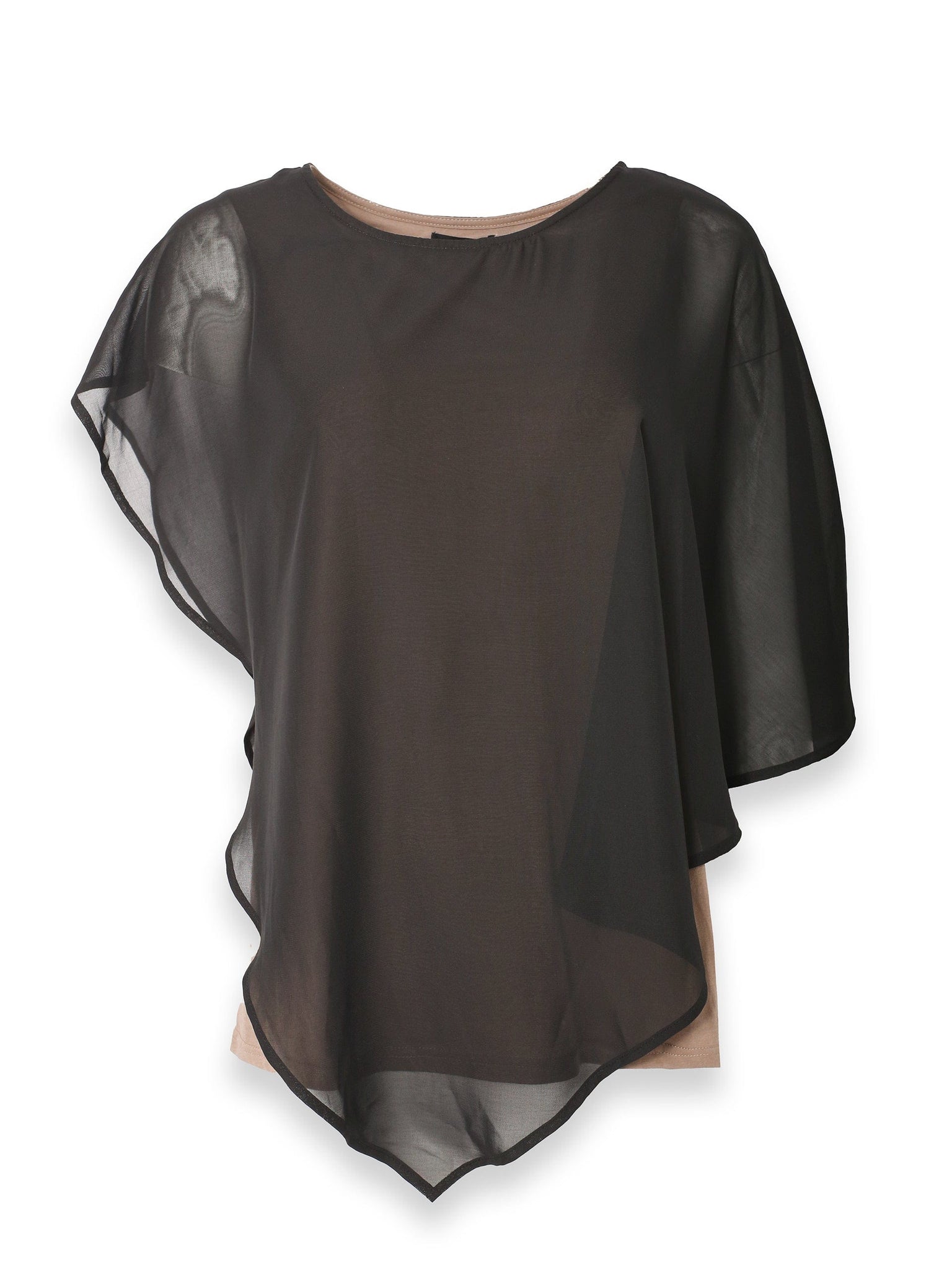 Black Flowy Drape Silk Top