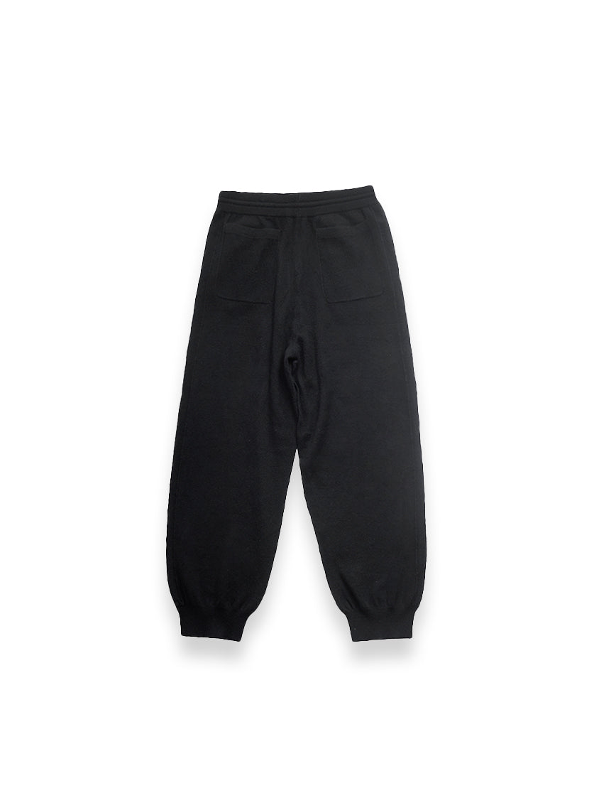 Black Cashmere Jogger Bottoms With Crotch Zip