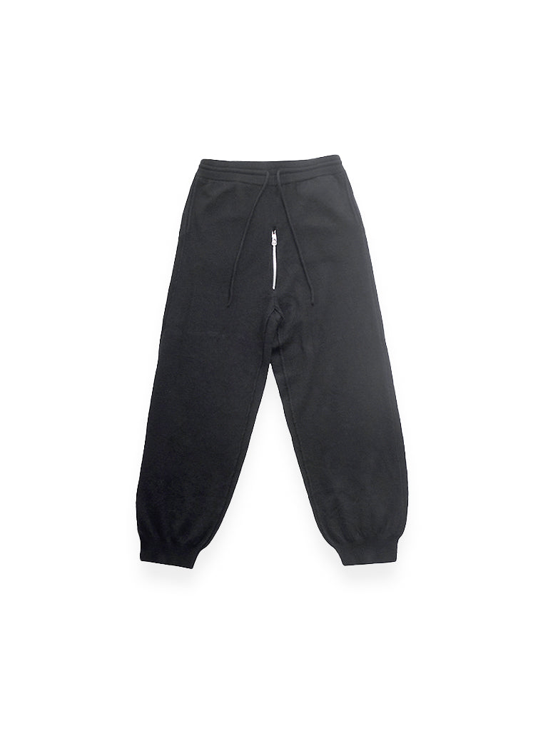 Black Cashmere Jogger Bottoms with Crotch Zip