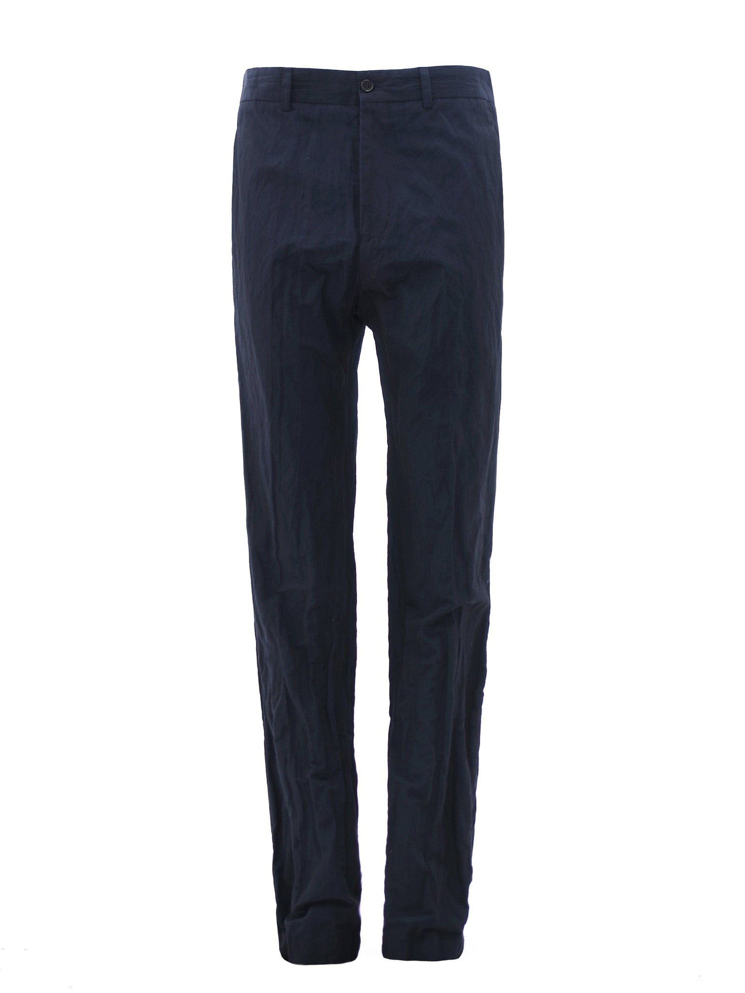 Cigarette Trouser in Dark Navy Crinkle Cotton Mix