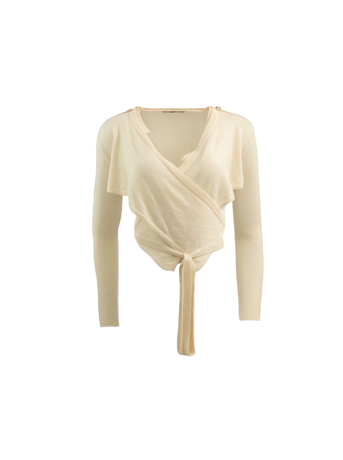 Cream Cashmere Top with Waist Tie