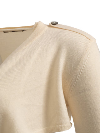 Cream Cashmere Top with Waist Tie