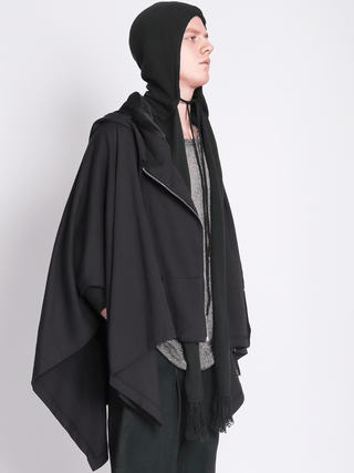 Dark Green Sleeveless Zip Up Poncho