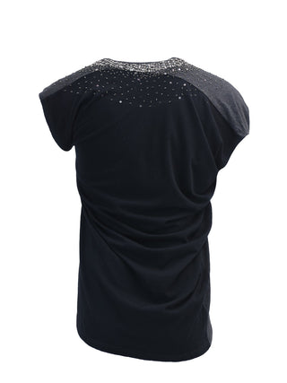 Dark Grey Asymmetric Sequin T-Shirt