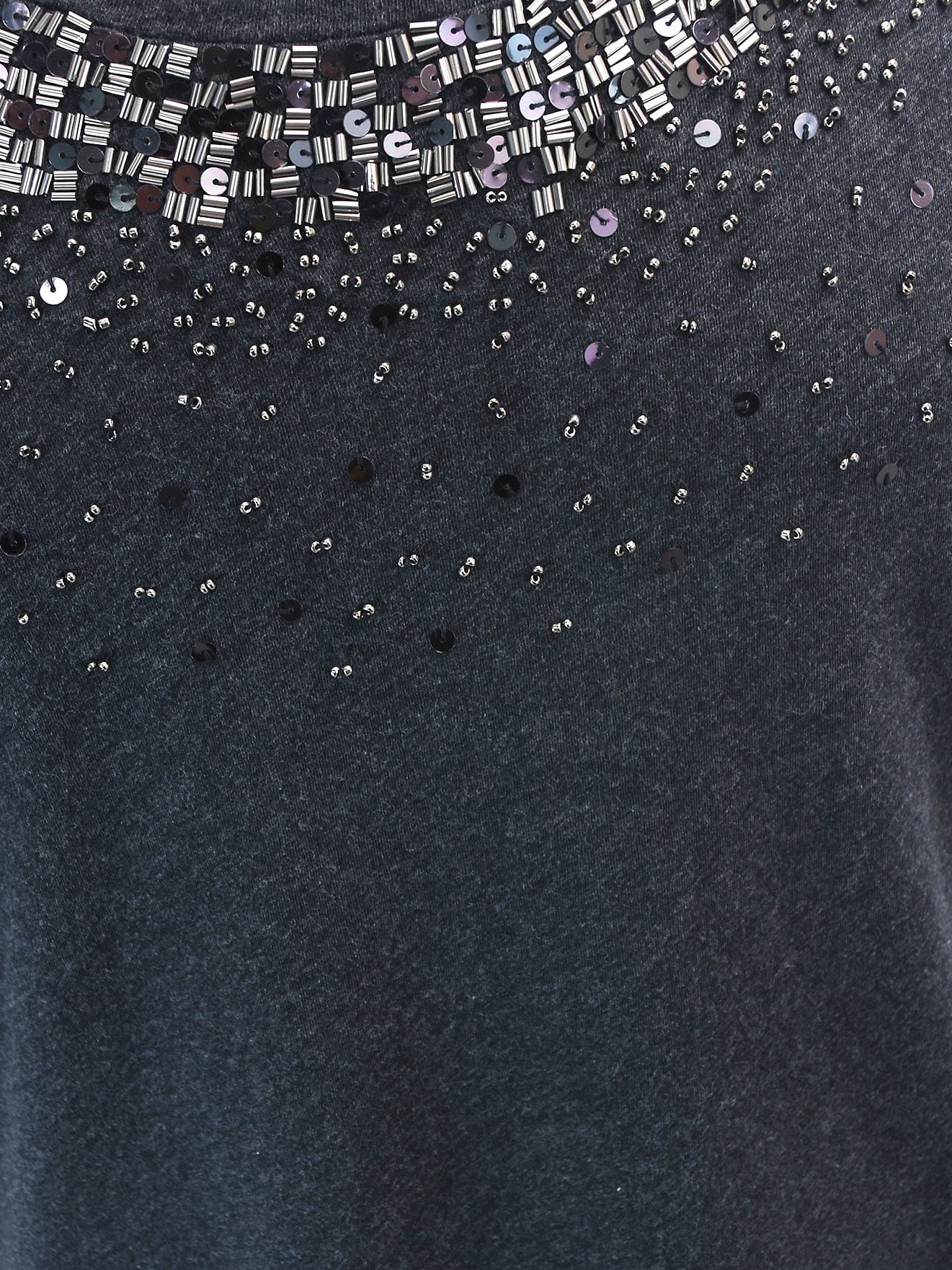 Dark Grey Asymmetric Sequin T-Shirt