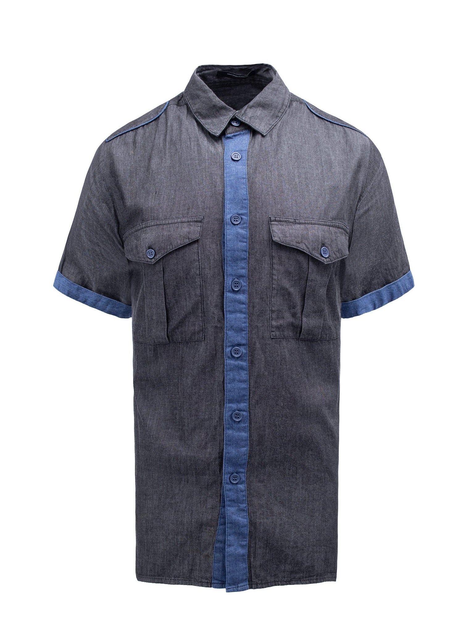 Dark Grey Denim Short Sleeved Shirt