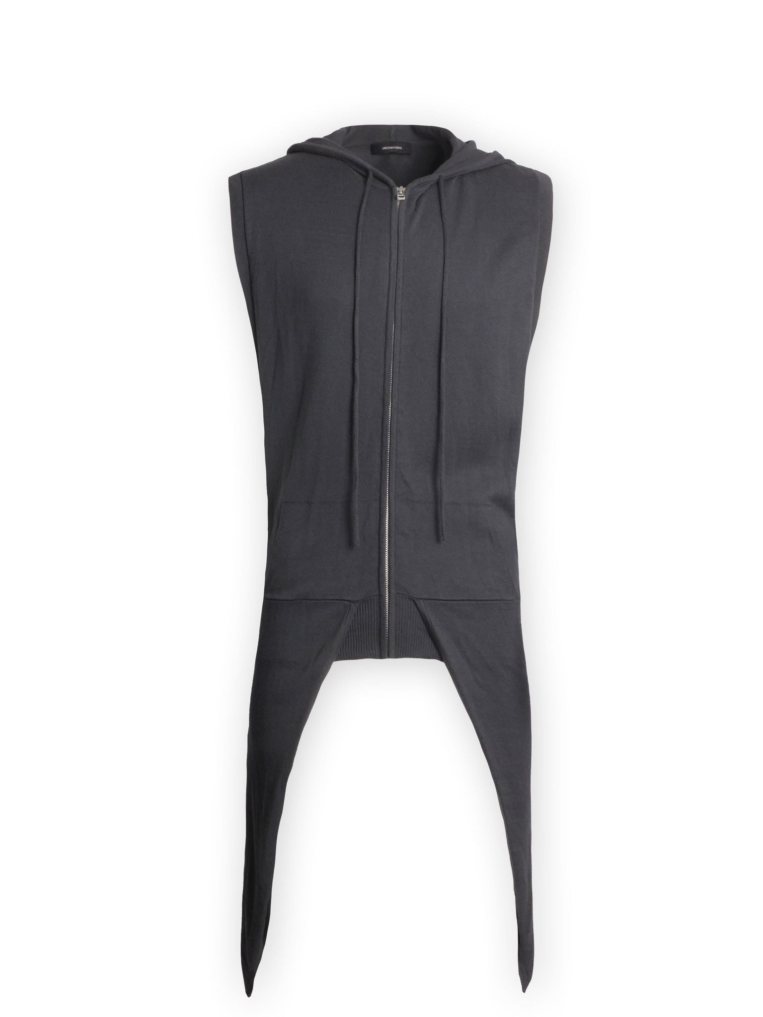 Dark Grey Tailcoat Zip Up Hooded Vest