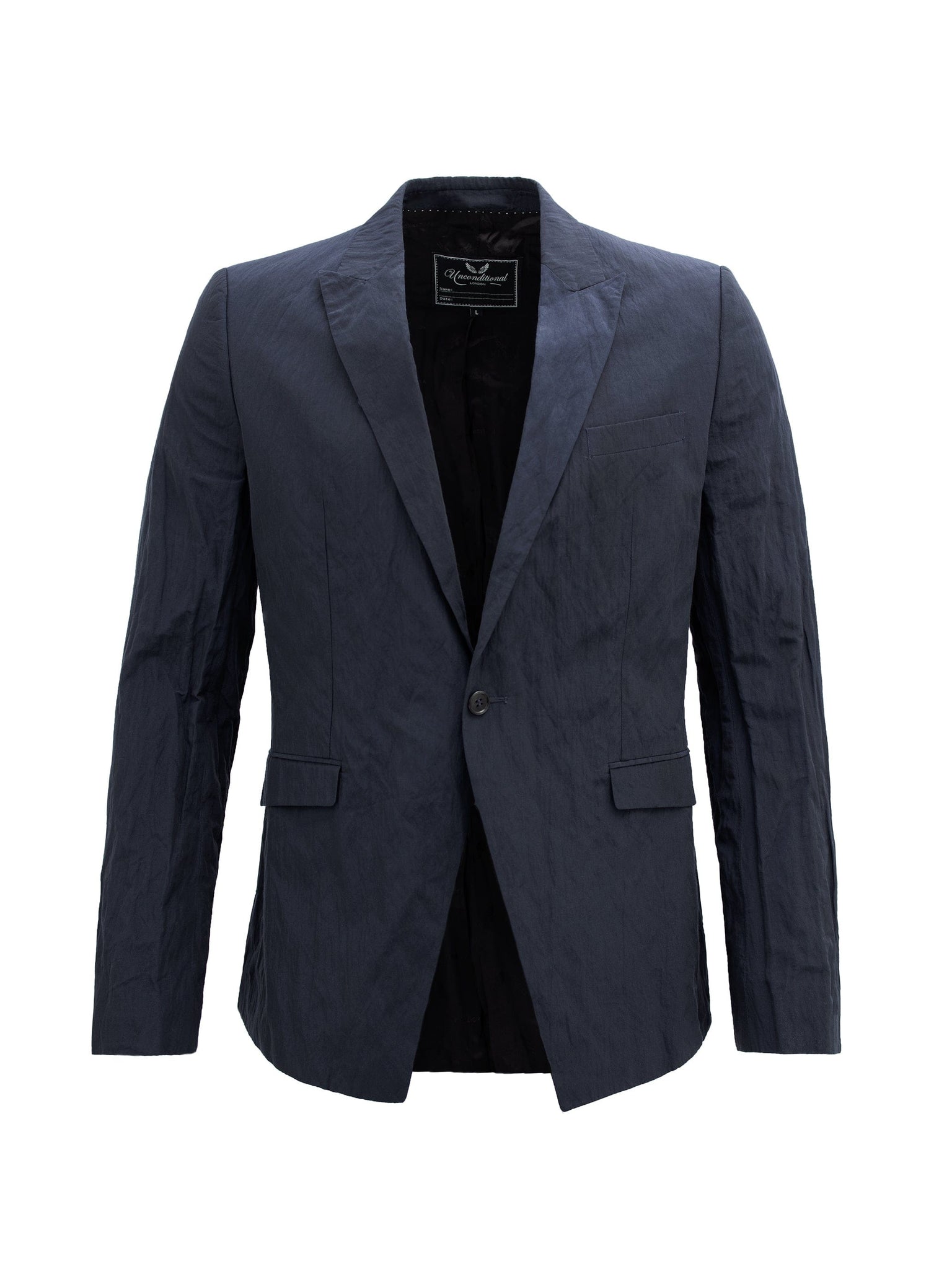 Dark Navy Crinkle Button Up Blazer