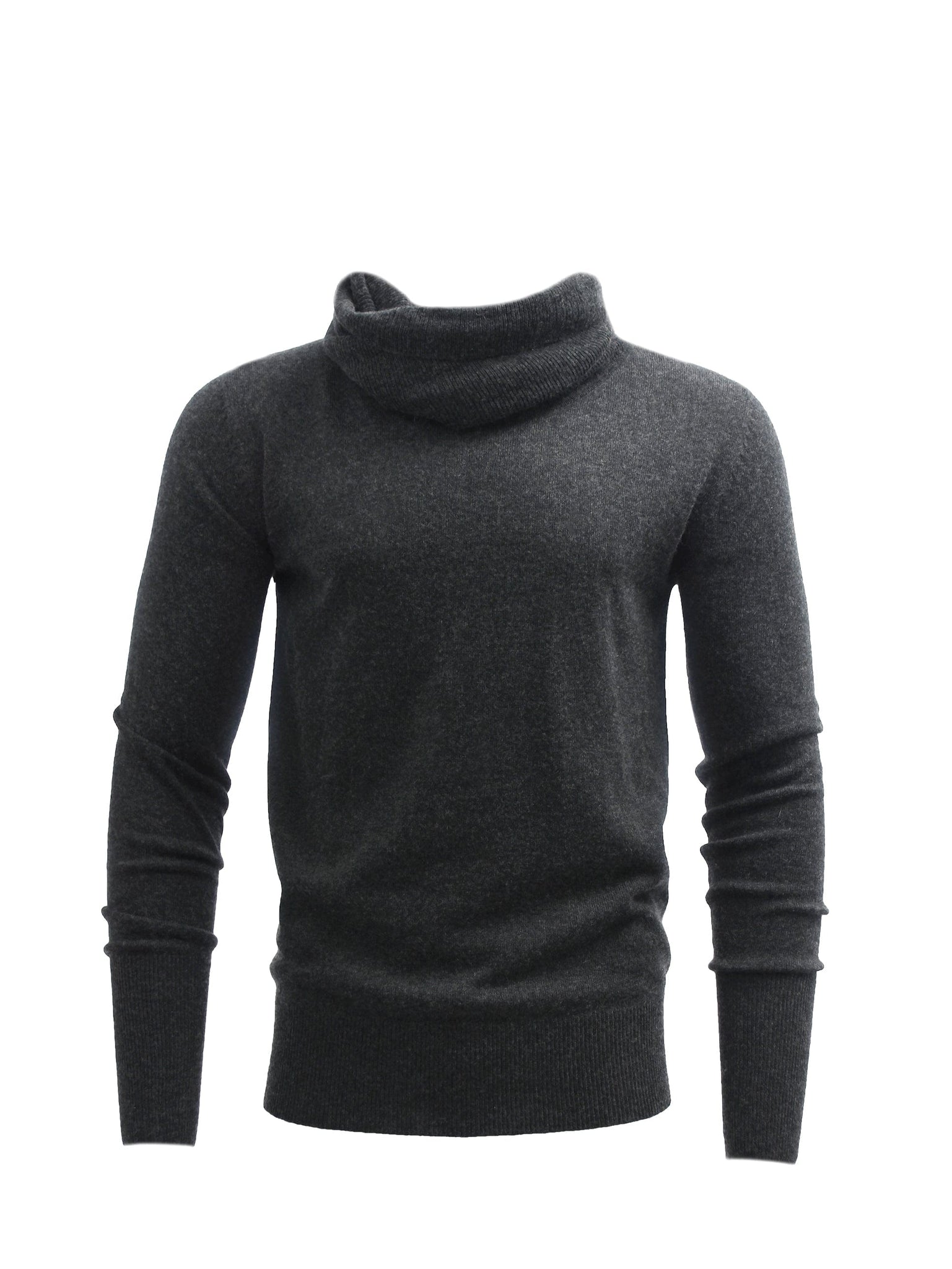 Funnel Neck Knitted Jumper in Dark Grey